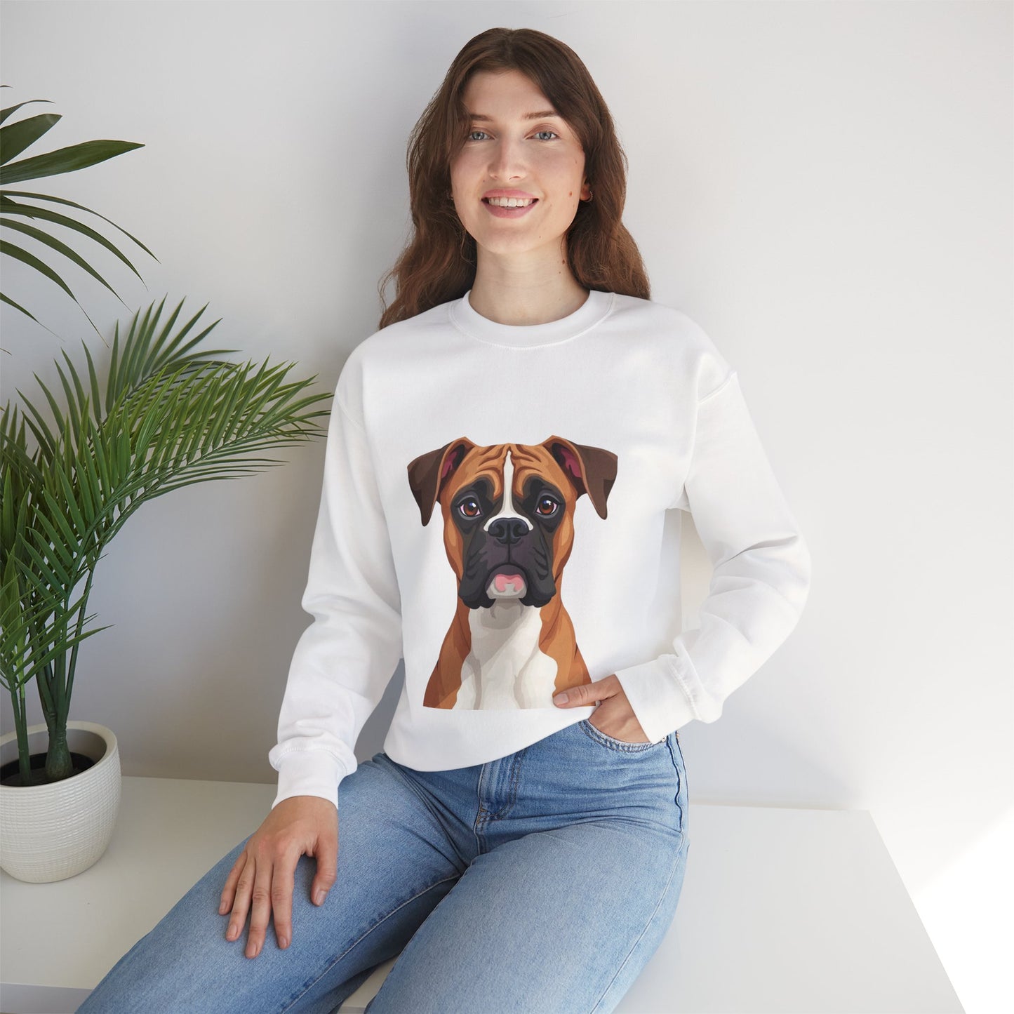 Classic Boxer Dog Portrait Crewneck Sweatshirt | Elegant Dog Lover Gift | Minimalist Boxer Art