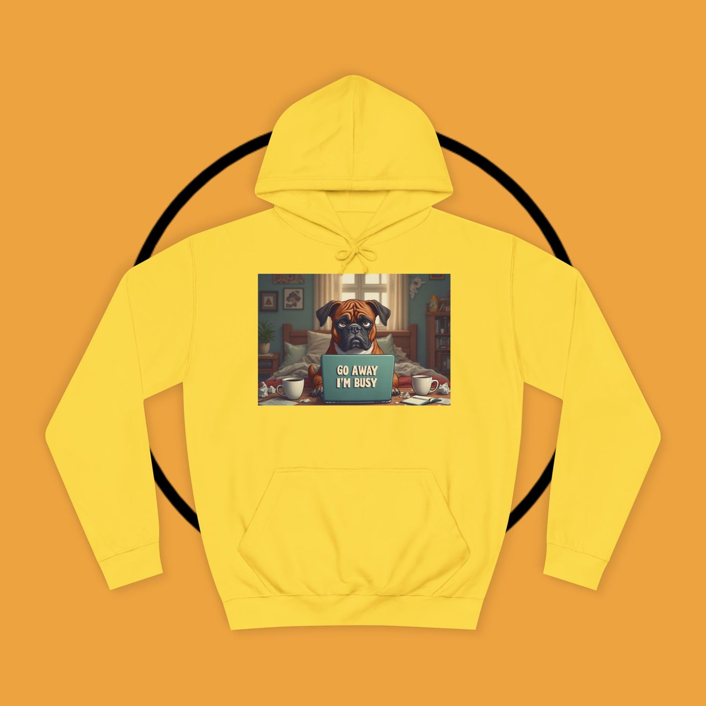 "Go Away I'm Busy" Working Dog Hoodie - Funny Office Humor Apparel | Remote Work Gift