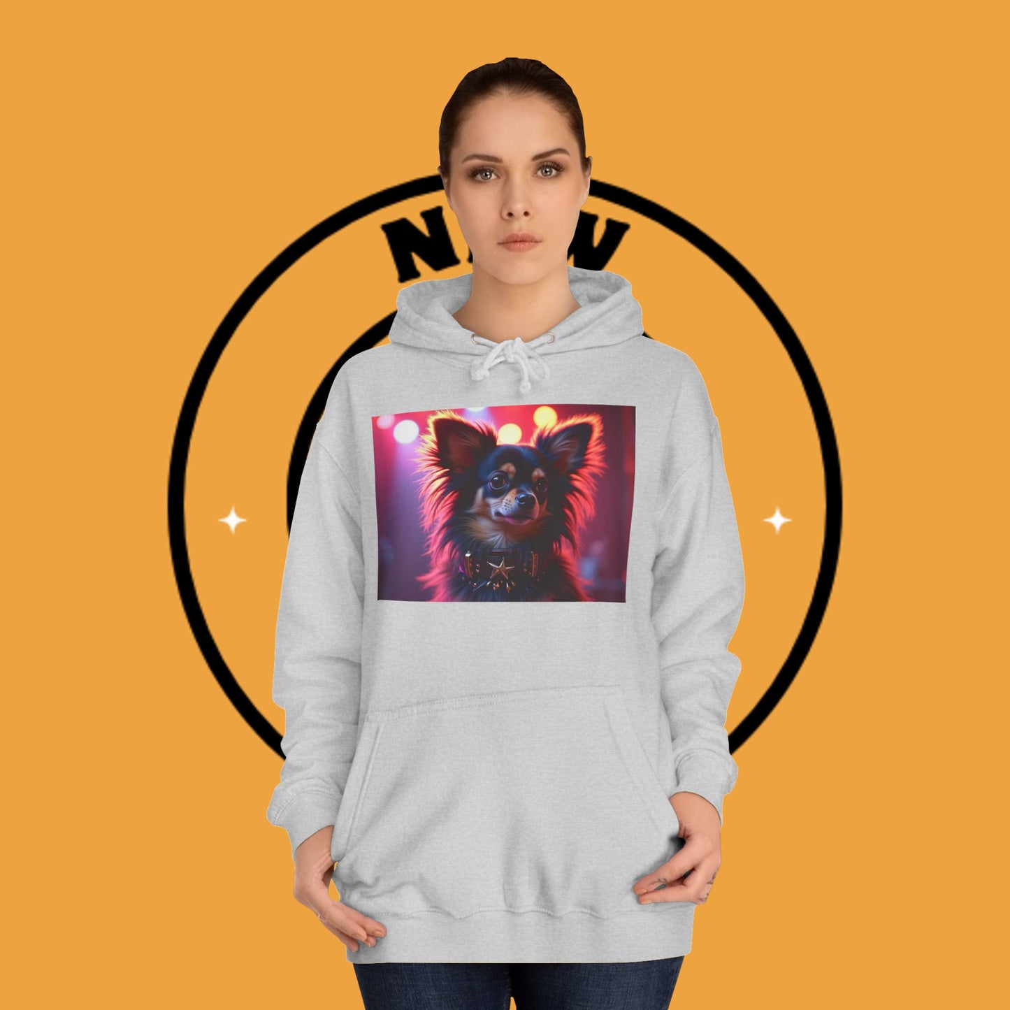 Glamorous Long-Haired Chihuahua Hoodie - Luxury Dog Portrait Pullover