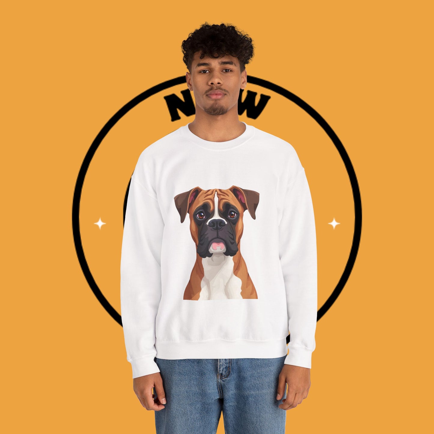 Classic Boxer Dog Portrait Crewneck Sweatshirt | Elegant Dog Lover Gift | Minimalist Boxer Art