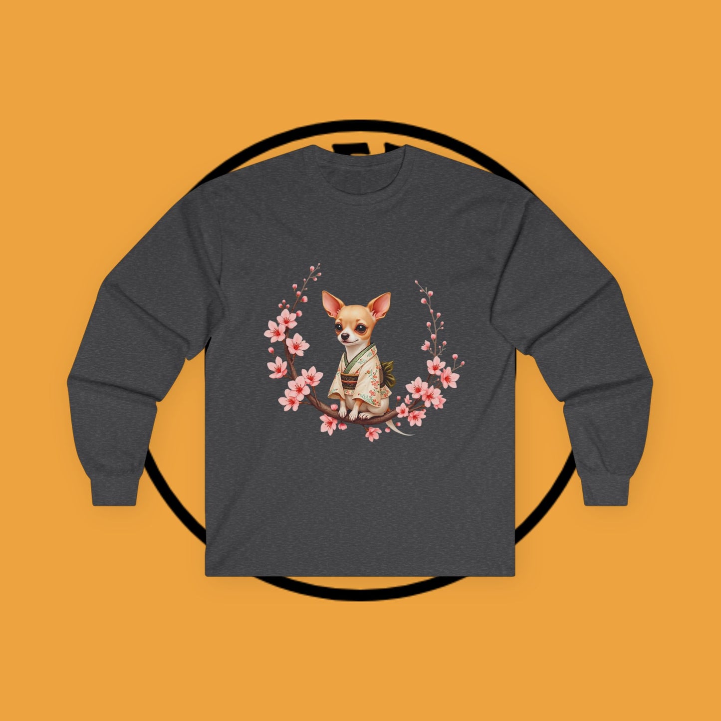 ๐ธ Sakura Chihuahua Kimono Long Sleeve Tee - Japanese Cherry Blossom Design