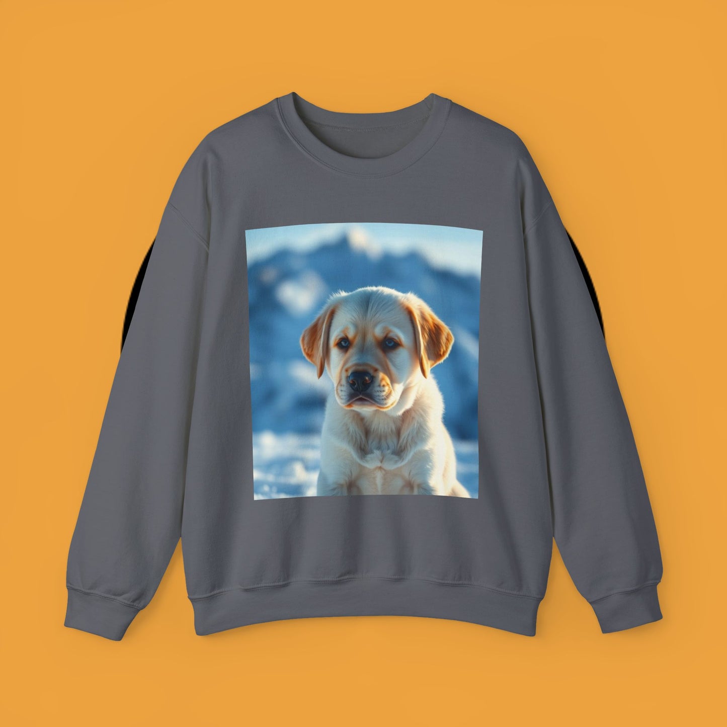 Crewneck Sweatshirt - Cute Labrador Puppy with Blue Eyes - Adorable Dog Portrait in Snow