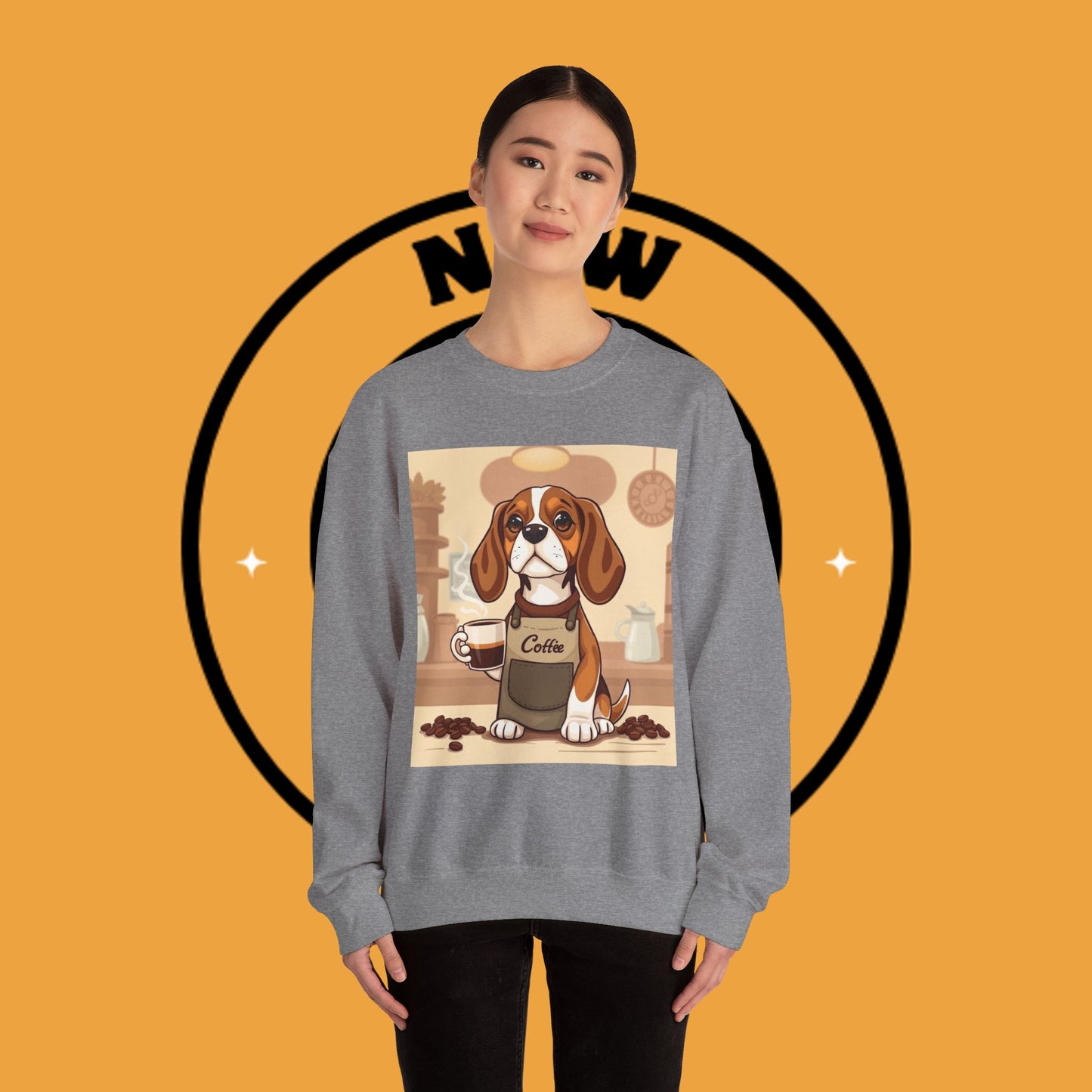 Dog Lover Crewneck Sweatshirt - Beagle Barista ☕ BARISTA BEAGLE SWEATSHIRT - BREW-TIFUL MORNINGS START HERE! ☕