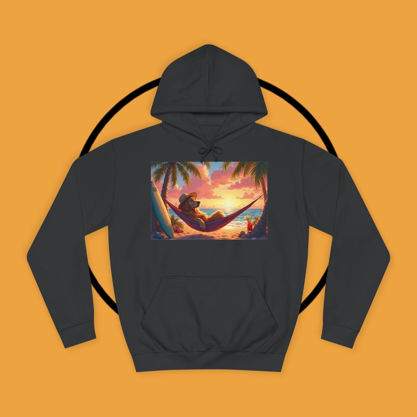 Beachside Bliss Golden Retriever Hammock Hoodie - Unisex Hoodies