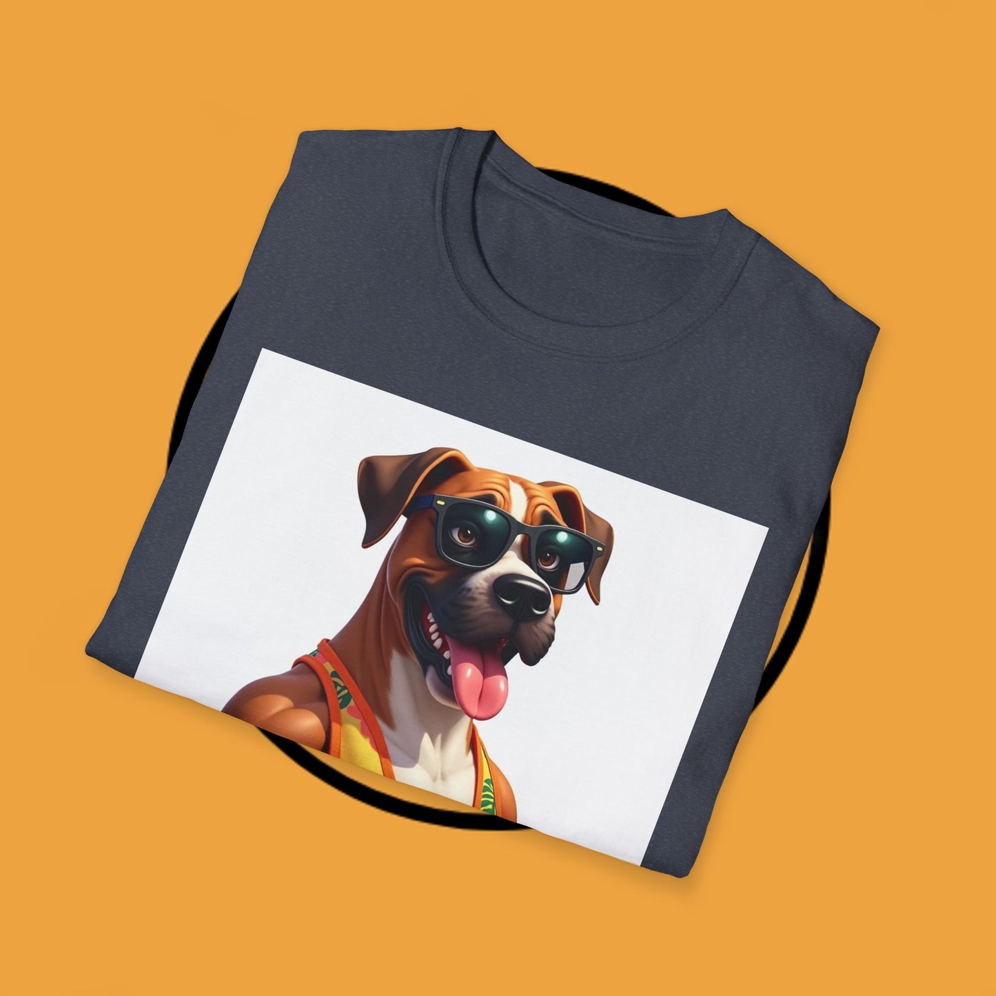 "Buff Beach Boxer" Summer Vacation T-Shirt / Buff Boxer Dog T-Shirt - Funny Muscular Beach Dog Tee
