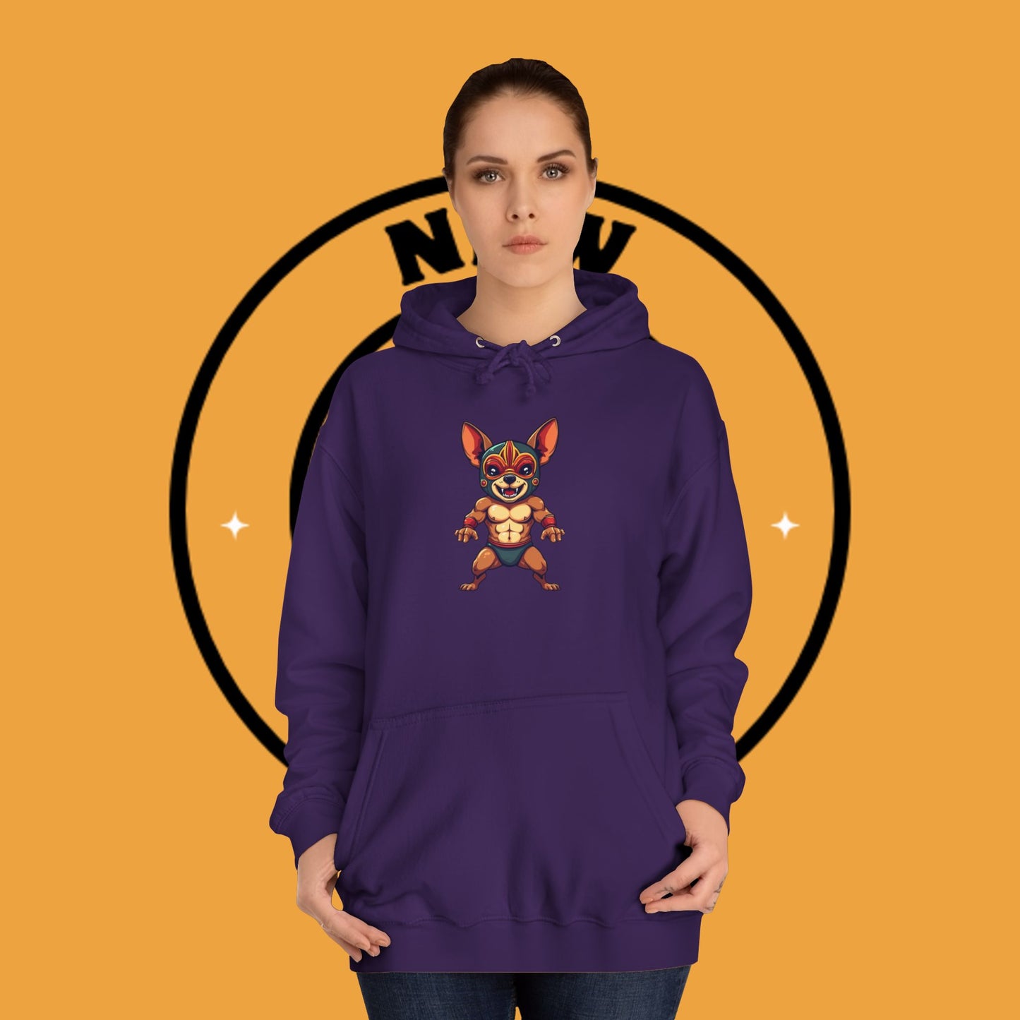 "Luchador Chihuahua Wrestling Hoodie | Mexican Lucha Libre Dog Mask | Wrestler Pet Art | Funny Fighting Dog Gift"