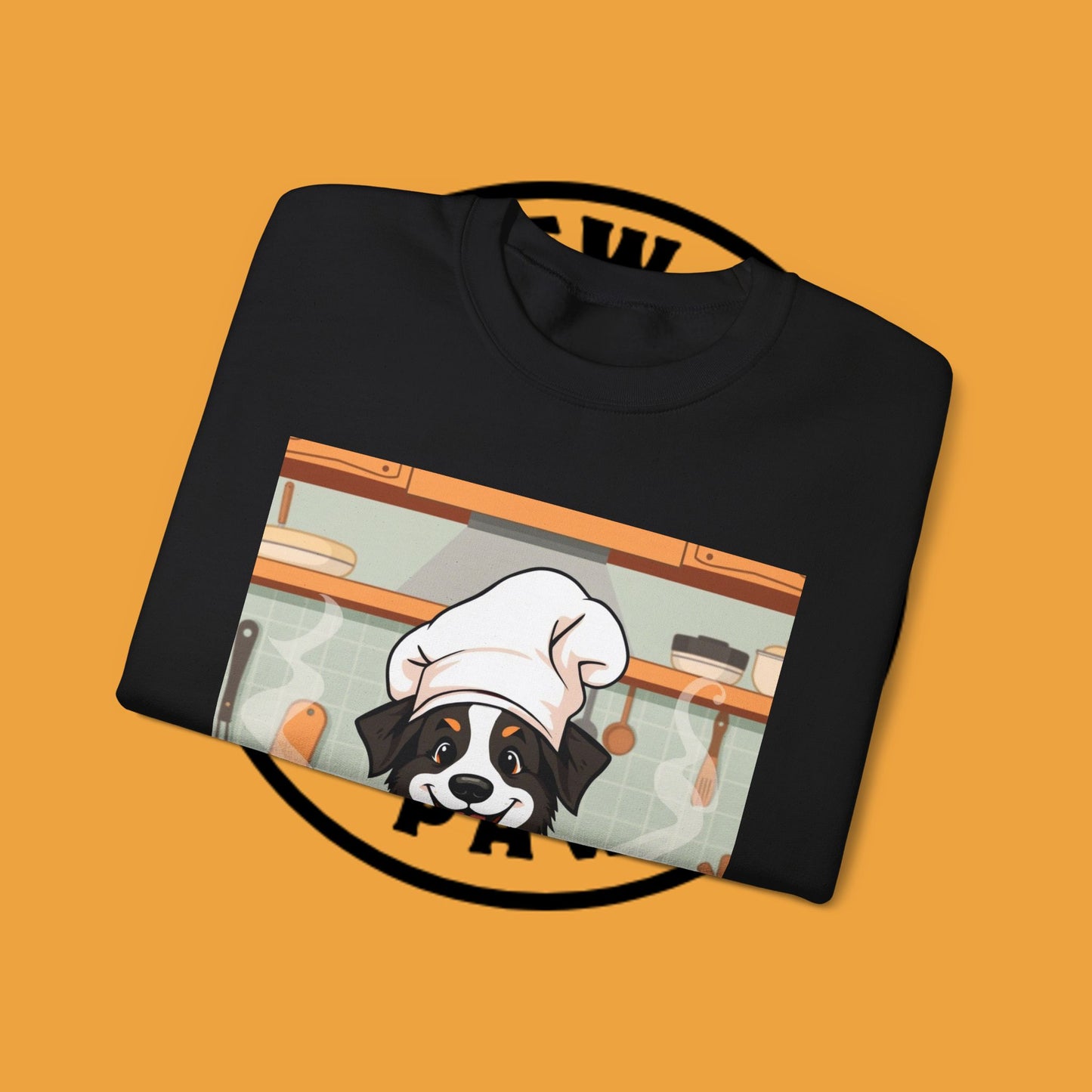 Chef Dog Crewneck Sweatshirt - Cute Puppy Cook with Chef Hat Kitchen Design | Culinary Lover Gift