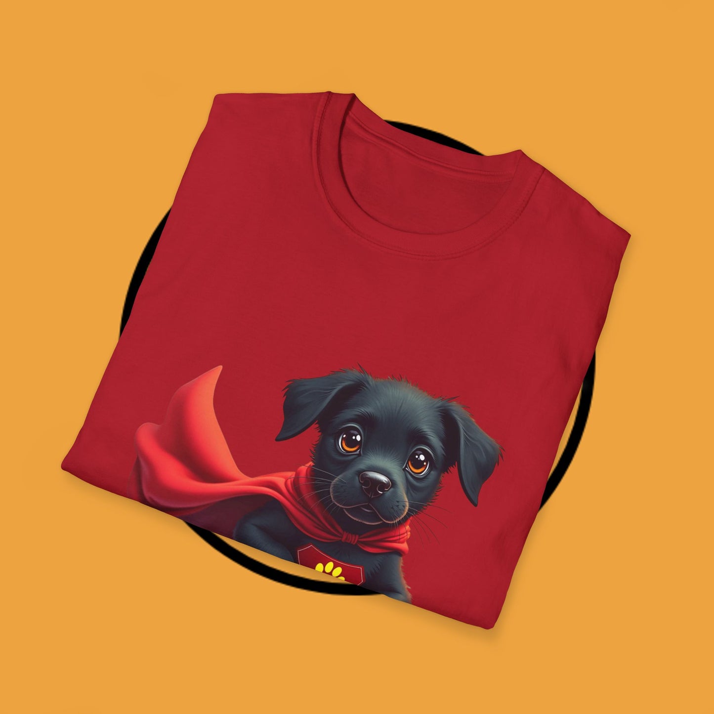Superhero Retriever Puppy - Dog - Unisex T-Shirt Design Tiny Hero 🦸♂️ | Adorable Black Puppy Superhero T-Shirt for Canine Crusaders