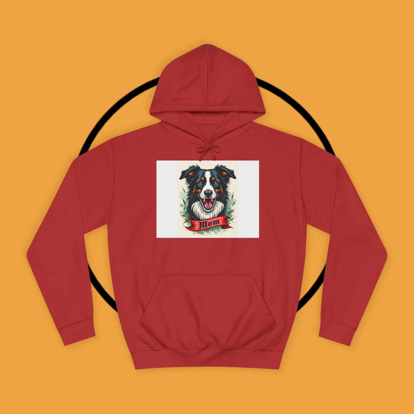 "Border Collie Mom Tattoo Style Hoodie - Vintage Dog Mother Banner Design Sweatshirt | Bold Statement Wear"
