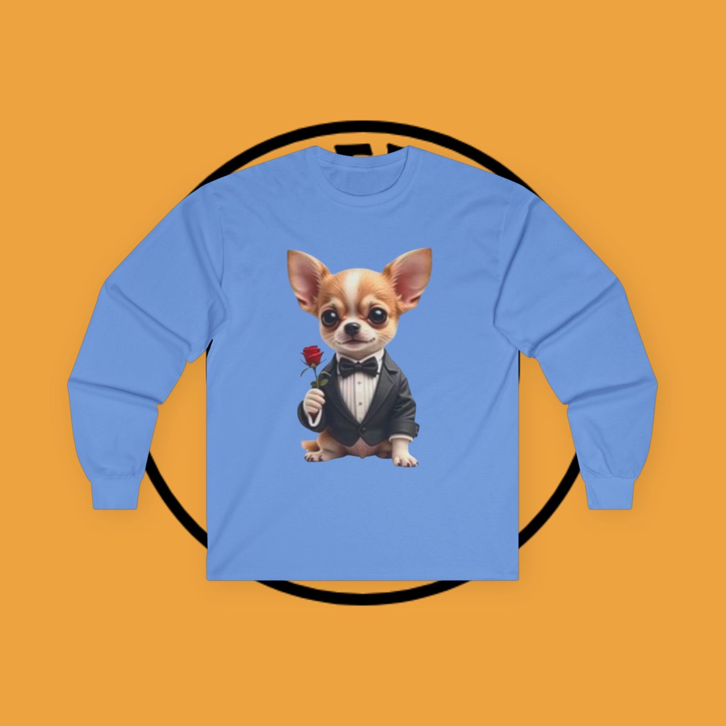 ๐น Gentleman Chihuahua Long Sleeve Tee - Dapper Dog in Tuxedo Design