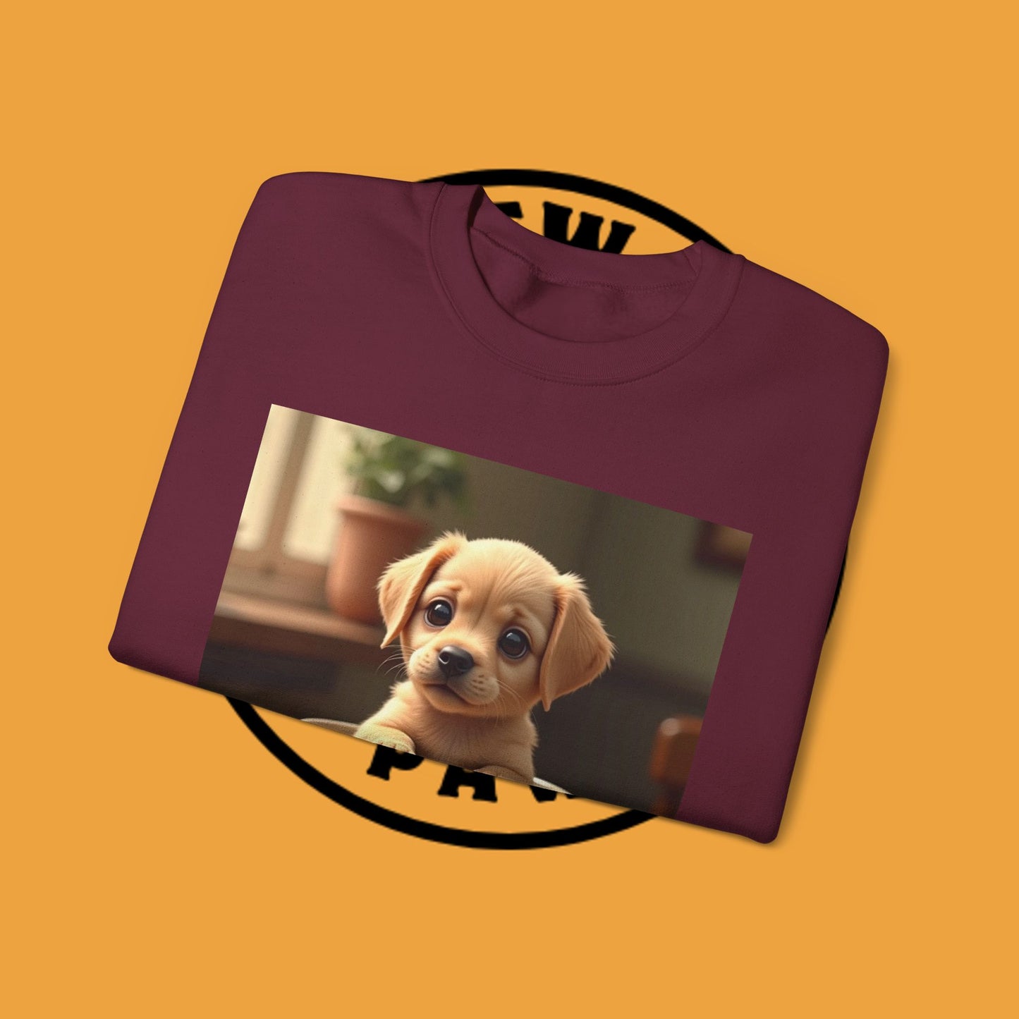 Unisex Dog Lover Crewneck Sweatshirt - Teacup Puppy: Adorable Yellow Lab in Coffee Cup