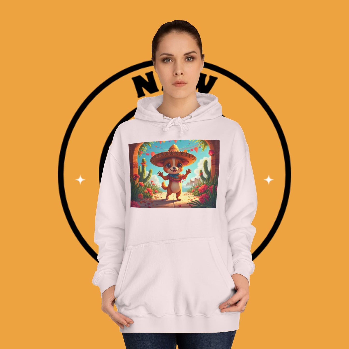 "Mexican Sombrero Chihuahua Hoodie | Fiesta Dog Celebration Wear | Authentic México Desert Art | Cinco de Mayo Gift"