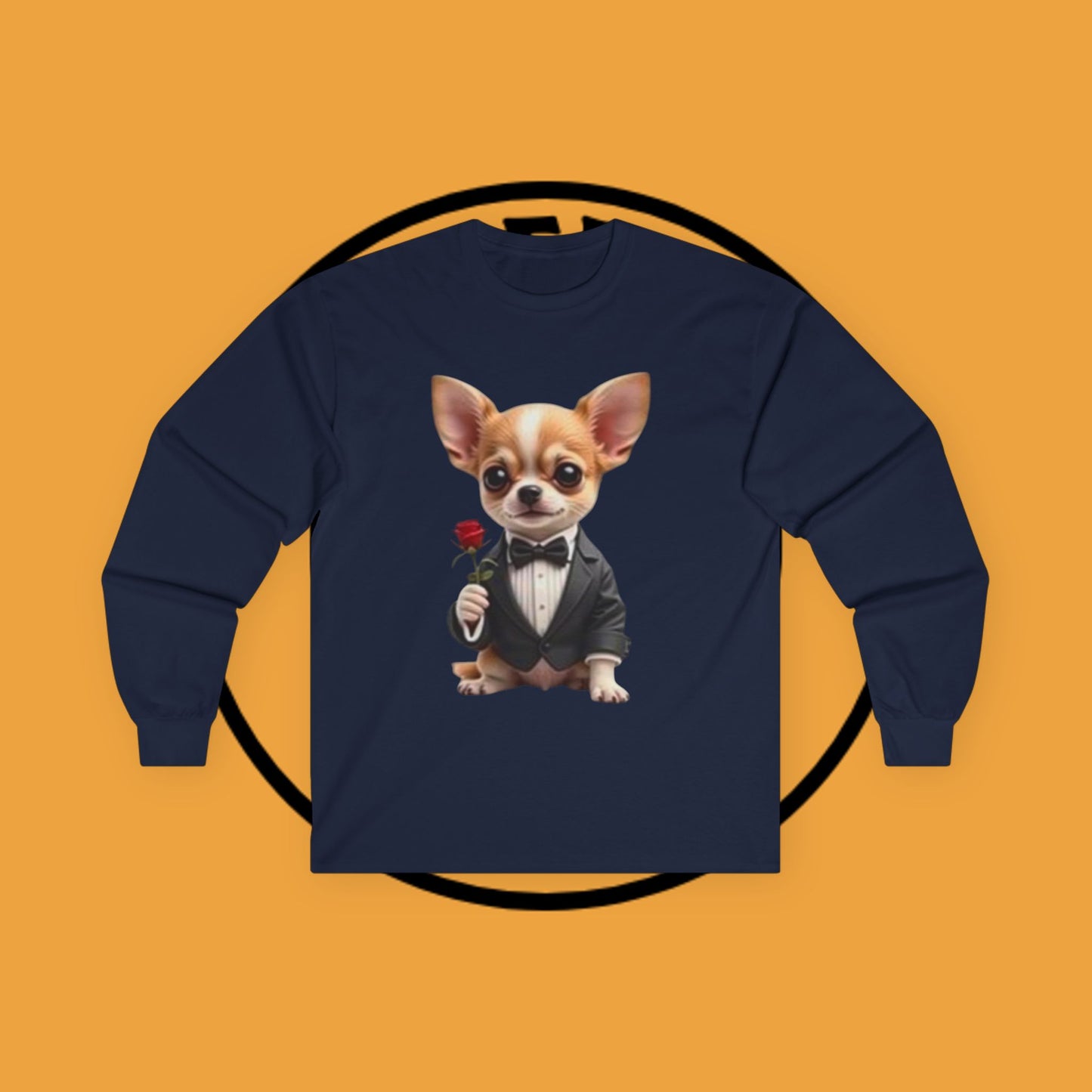 ๐น Gentleman Chihuahua Long Sleeve Tee - Dapper Dog in Tuxedo Design