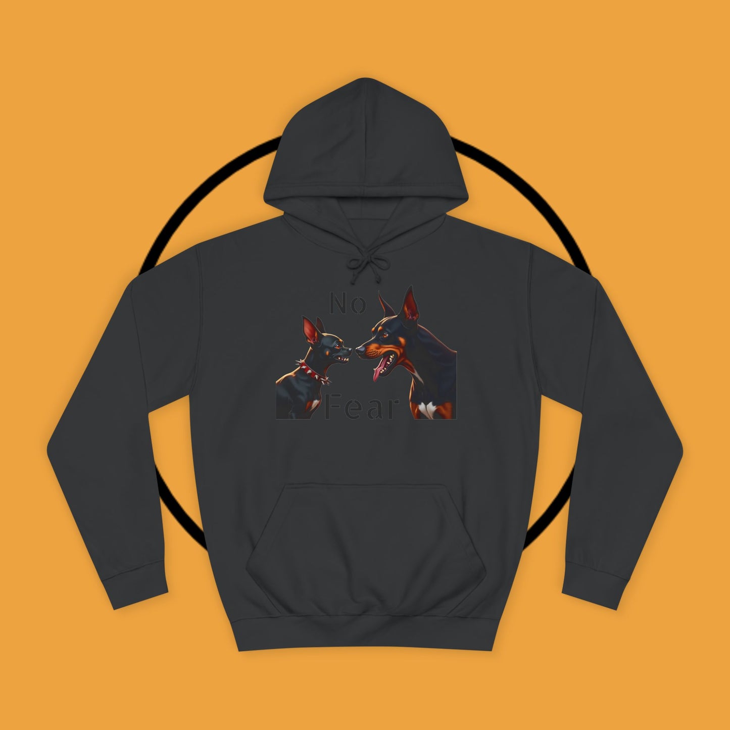"Fearless Chihuahua vs Doberman Hoodie | Small Dog Big Attitude | David Goliath Pet Art | Brave Little Dog Gift"