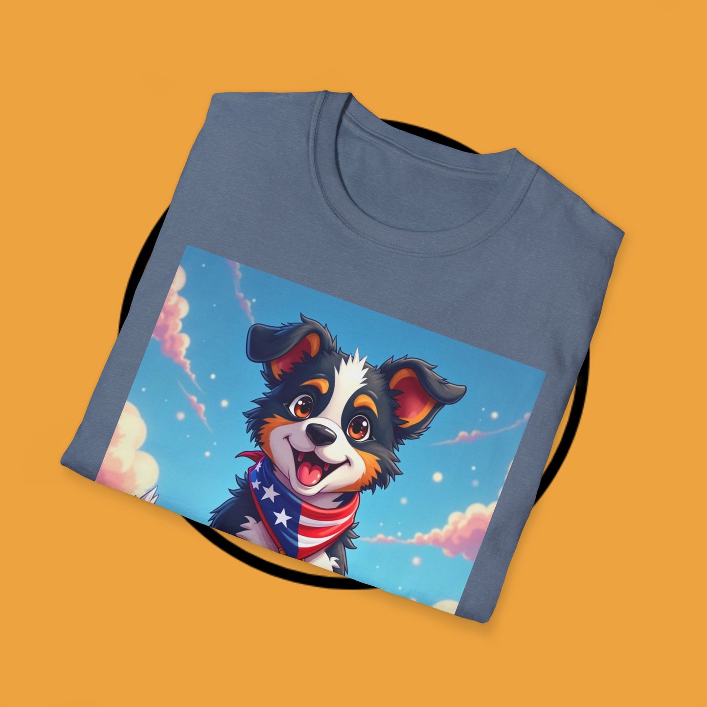 "All-American Champion Puppy" - Patriotic Hero Dog T-Shirt - Patriotic Puppy Dog T-Shirt - American Flag Bandana Champion Dog Tee | USA Pride Pet Lover Gift