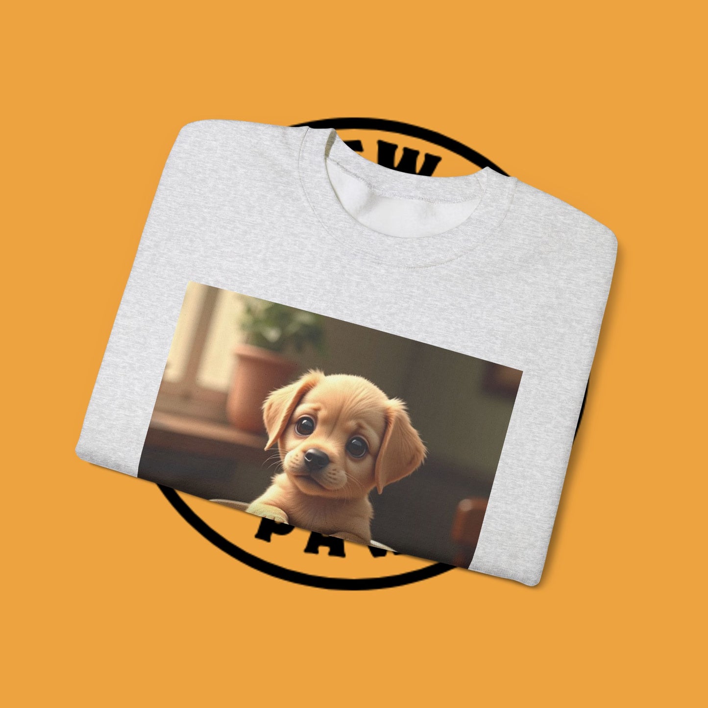 Unisex Dog Lover Crewneck Sweatshirt - Teacup Puppy: Adorable Yellow Lab in Coffee Cup