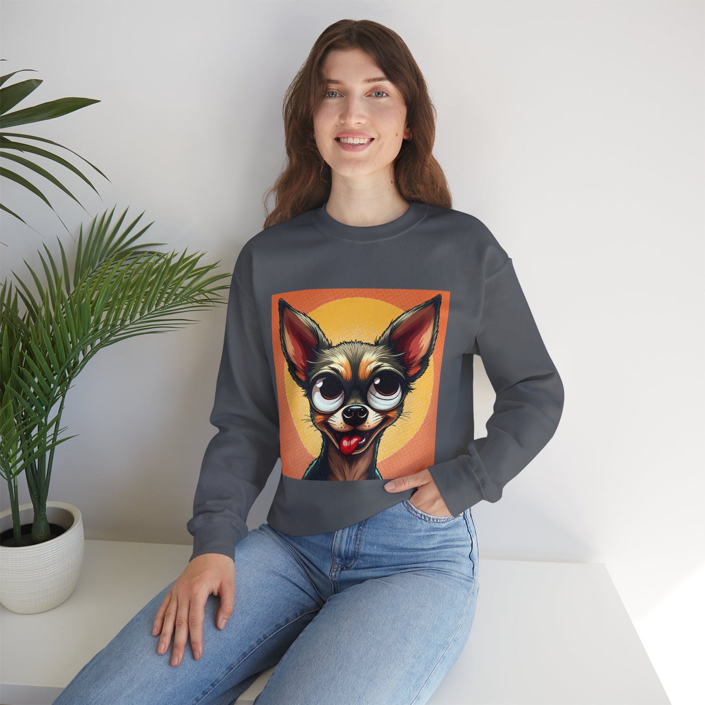 Cute Chihuahua Crewneck Sweatshirt - Funny Dog Lover Gift | Adorable Pet Portrait Pullover