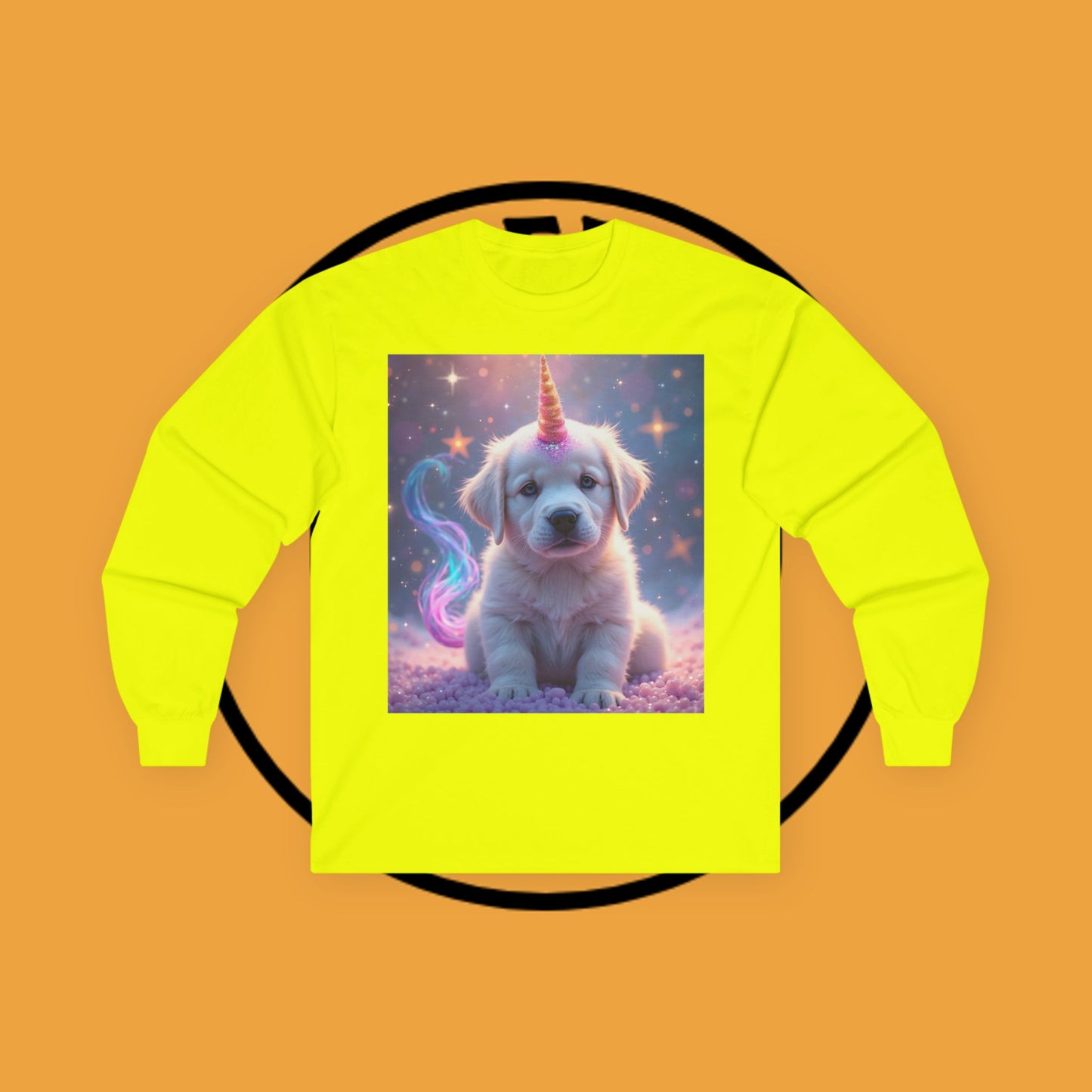 Magical Unicorn Puppy - Cosmic Fantasy Rainbow Horn Puppy Design - Unicorn Puppy with Sparkly Horn and Magic Tail - Long Sleeve T-Shirt for Fantasy Lovers π¦β¨