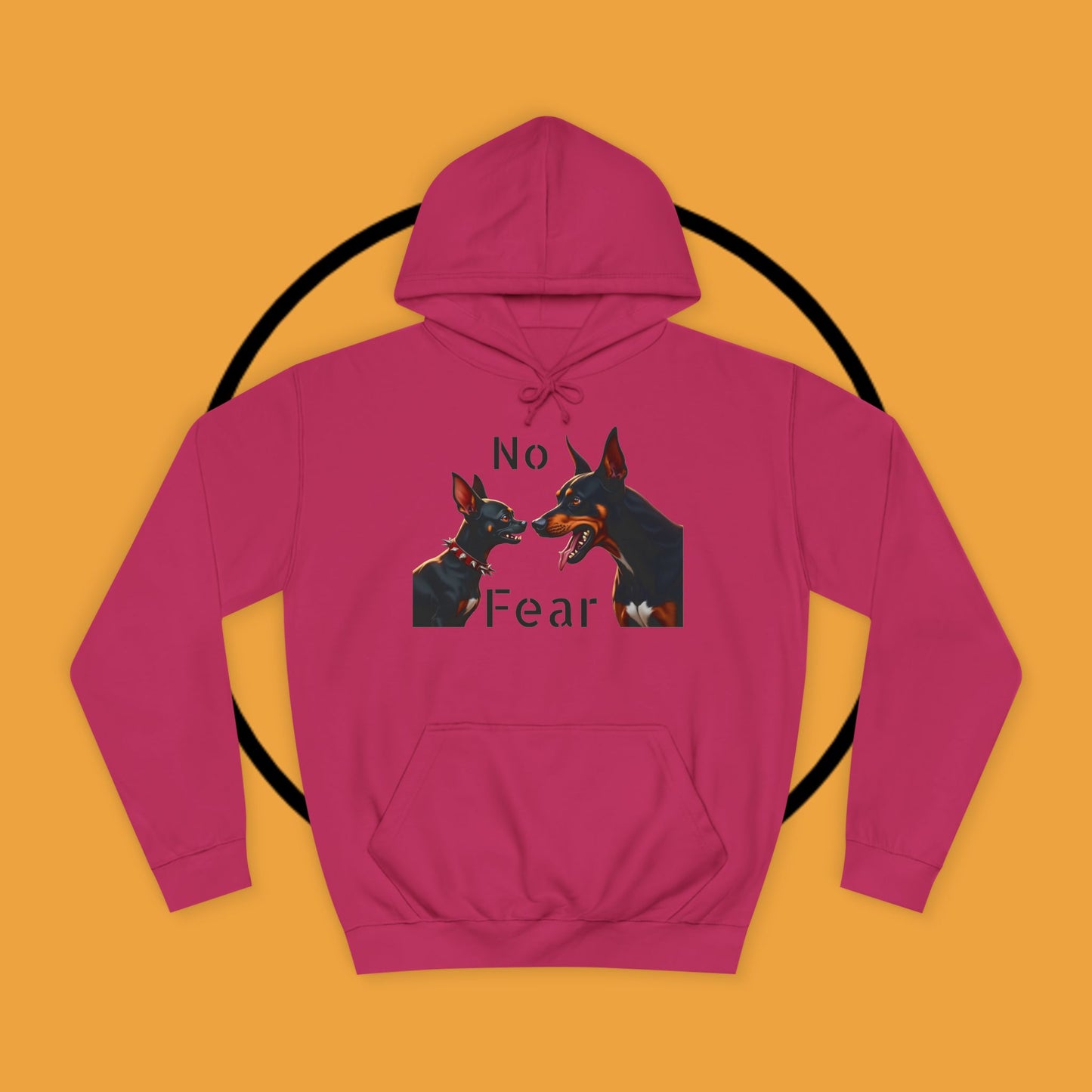 "Fearless Chihuahua vs Doberman Hoodie | Small Dog Big Attitude | David Goliath Pet Art | Brave Little Dog Gift"