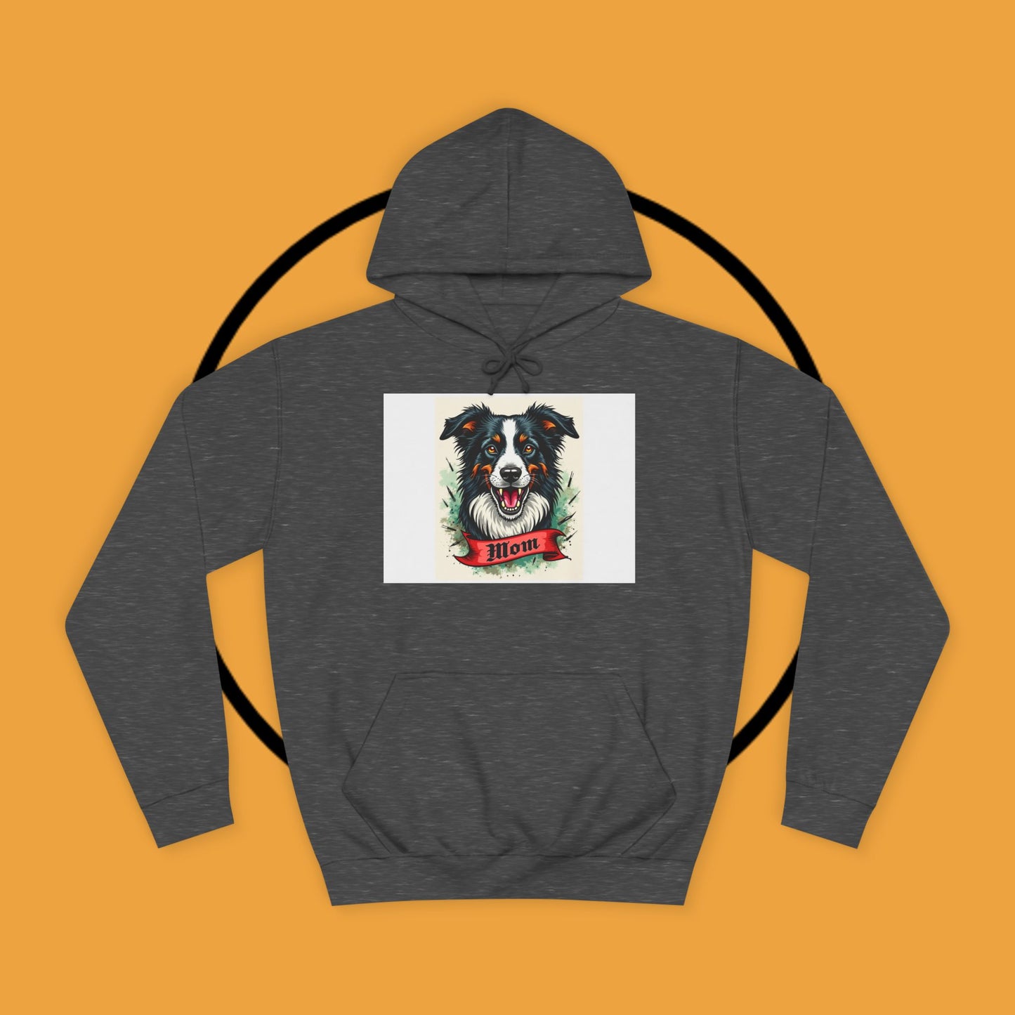 "Border Collie Mom Tattoo Style Hoodie - Vintage Dog Mother Banner Design Sweatshirt | Bold Statement Wear"