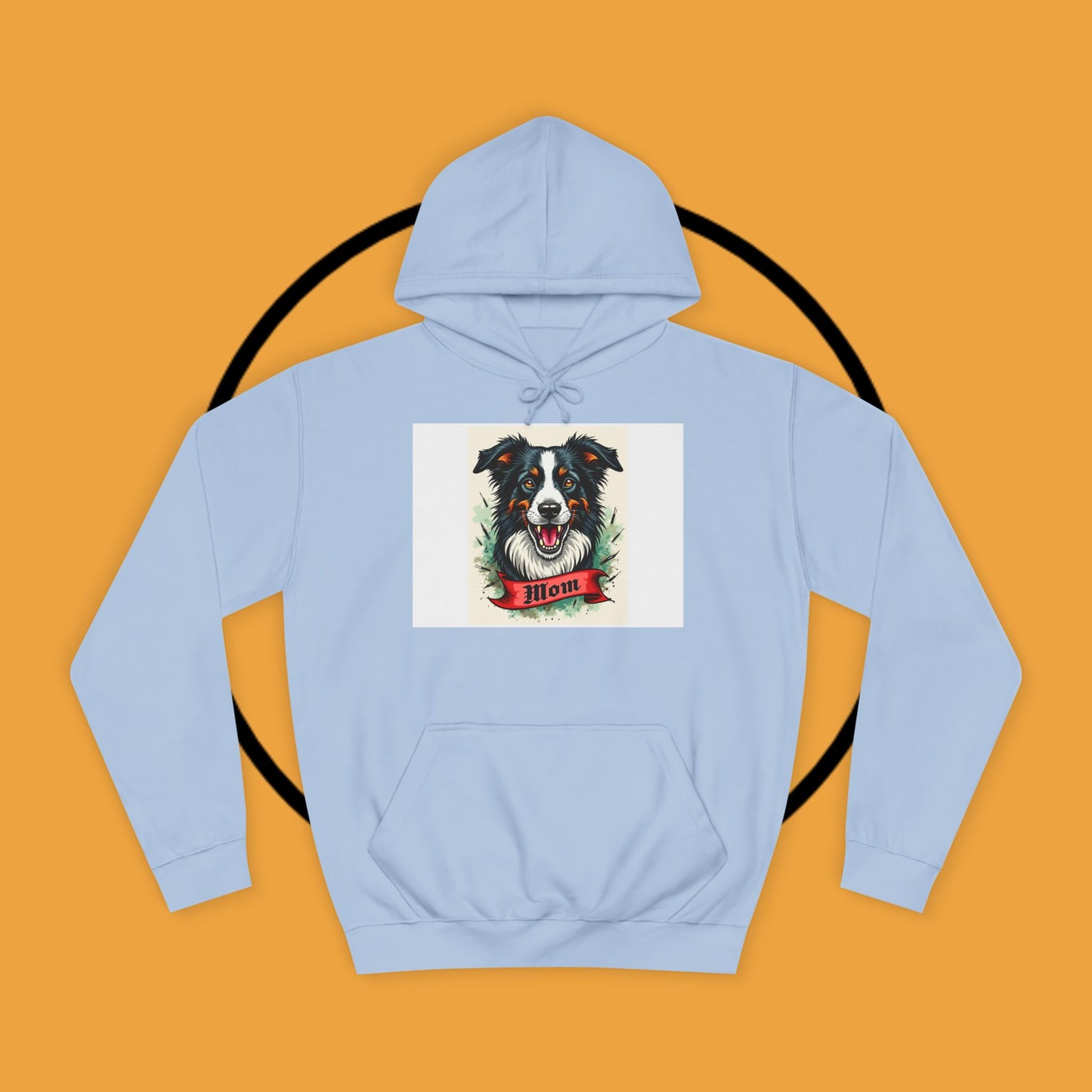"Border Collie Mom Tattoo Style Hoodie - Vintage Dog Mother Banner Design Sweatshirt | Bold Statement Wear"