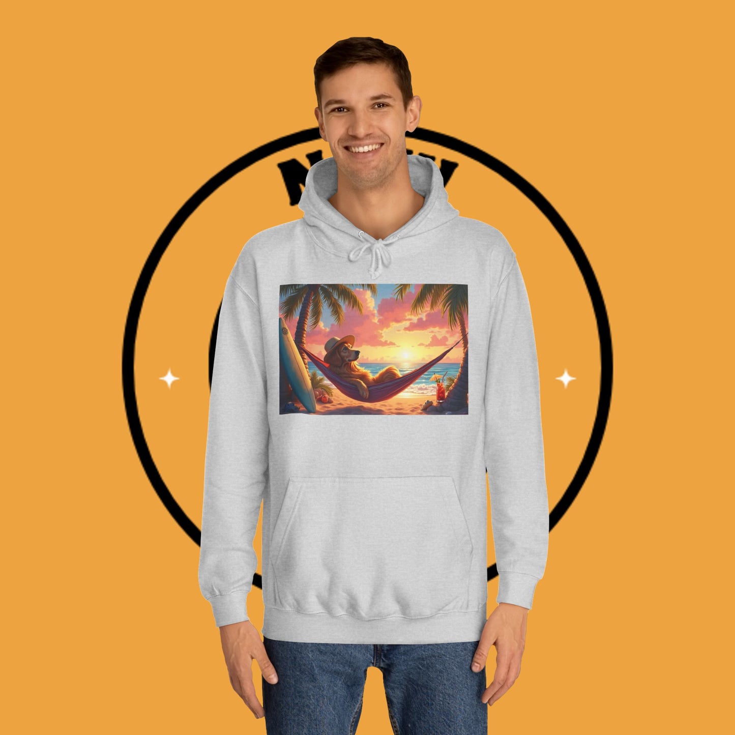 Beachside Bliss Golden Retriever Hammock Hoodie - Unisex Hoodies