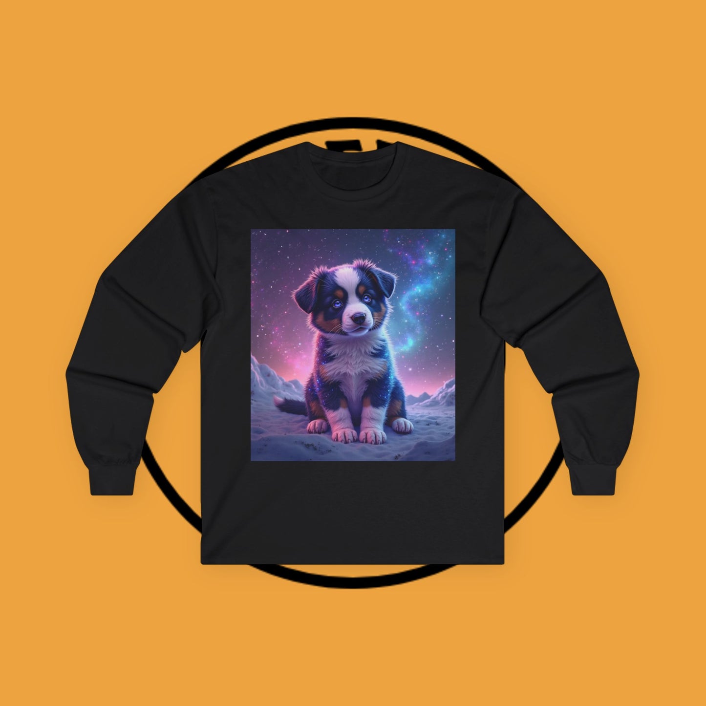 Galaxy Border Collie Puppy Long Sleeve Tee - Cosmic Dog Art Shirt | Space Pet Apparel