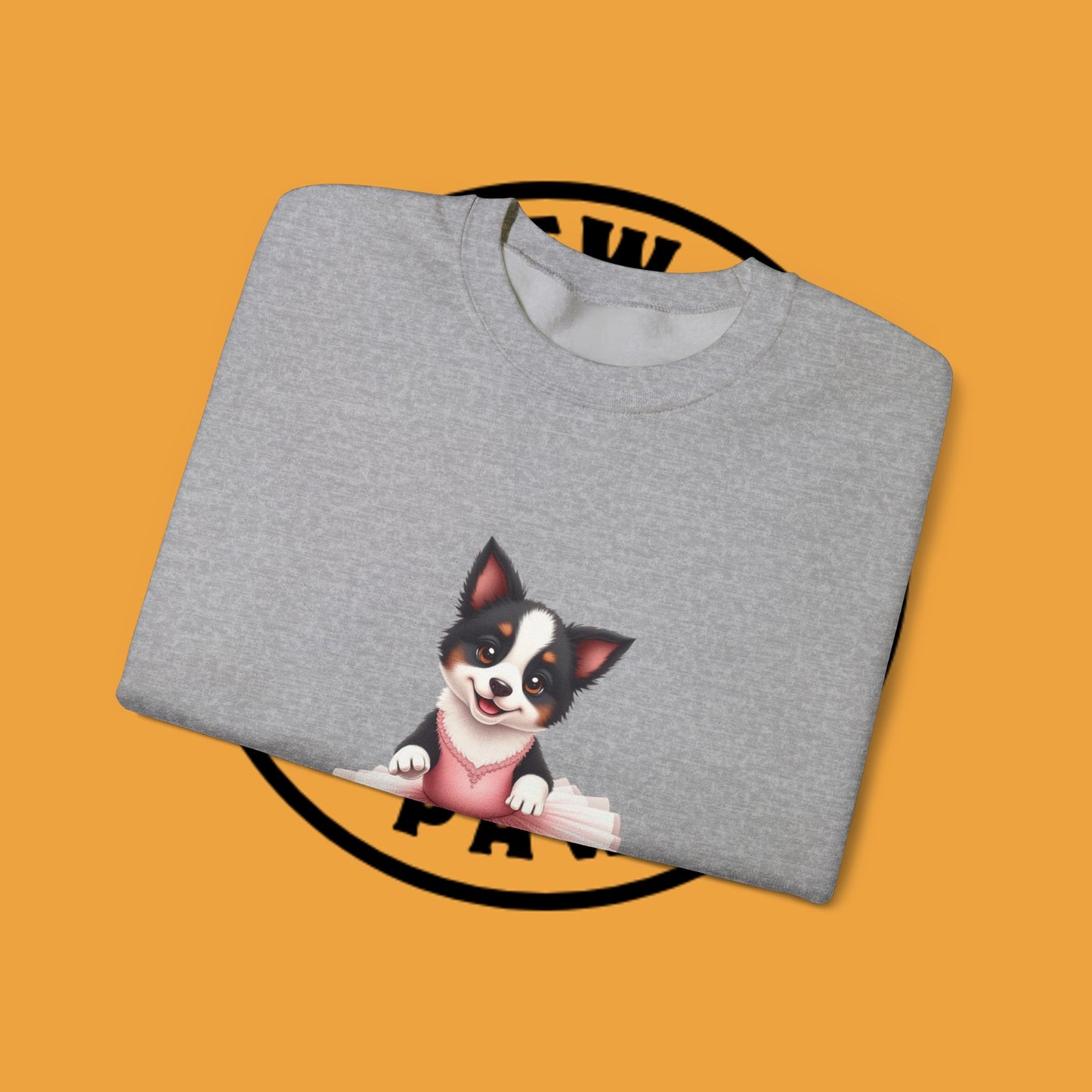 Cute Ballet Dog Crewneck Sweatshirt - Dancing Puppy in Pink Tutu Design | Kawaii Animal Lover Gift