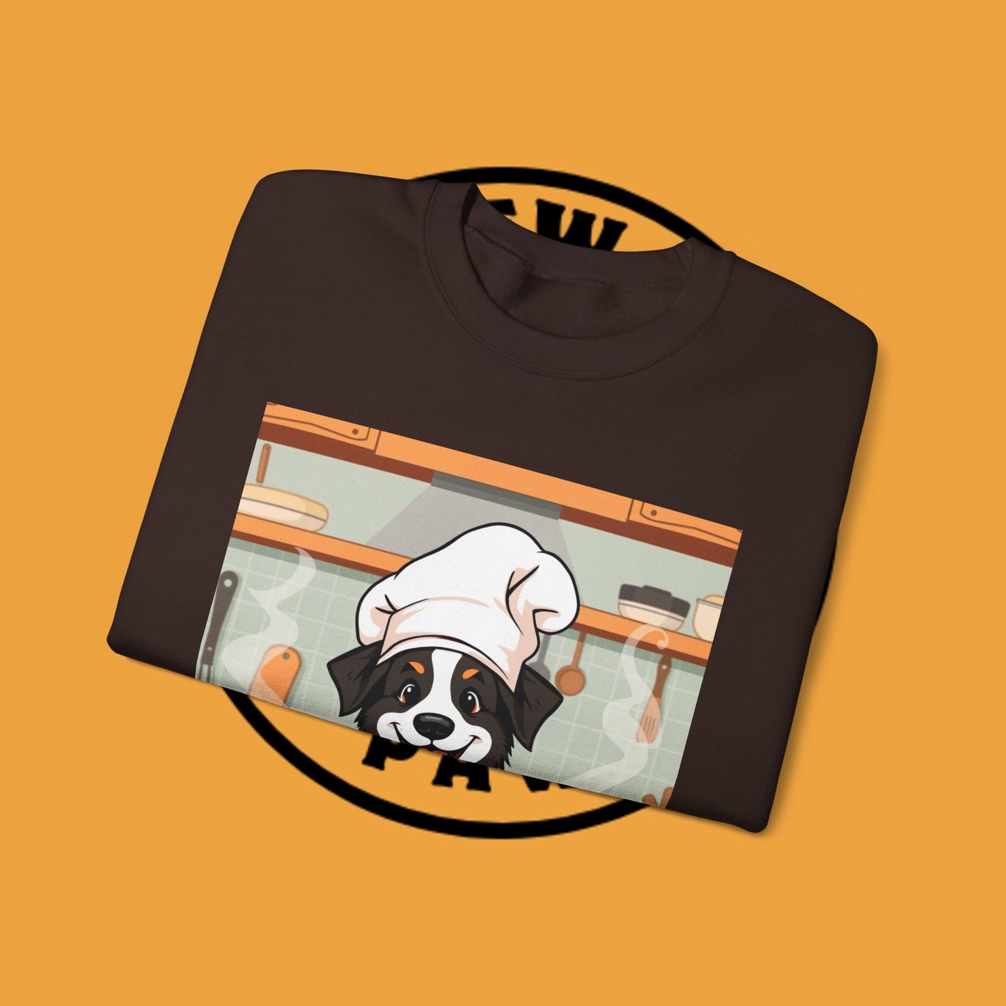 Chef Dog Crewneck Sweatshirt - Cute Puppy Cook with Chef Hat Kitchen Design | Culinary Lover Gift