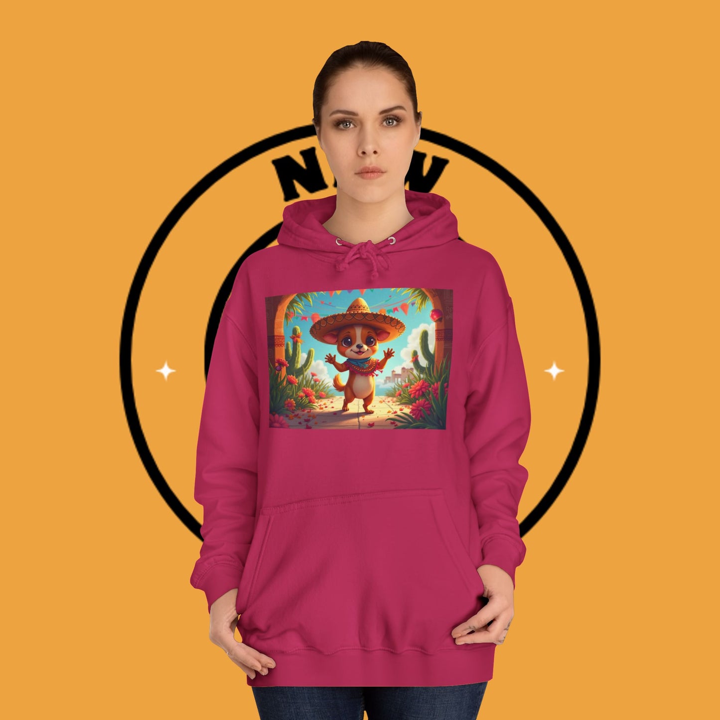"Mexican Sombrero Chihuahua Hoodie | Fiesta Dog Celebration Wear | Authentic México Desert Art | Cinco de Mayo Gift"
