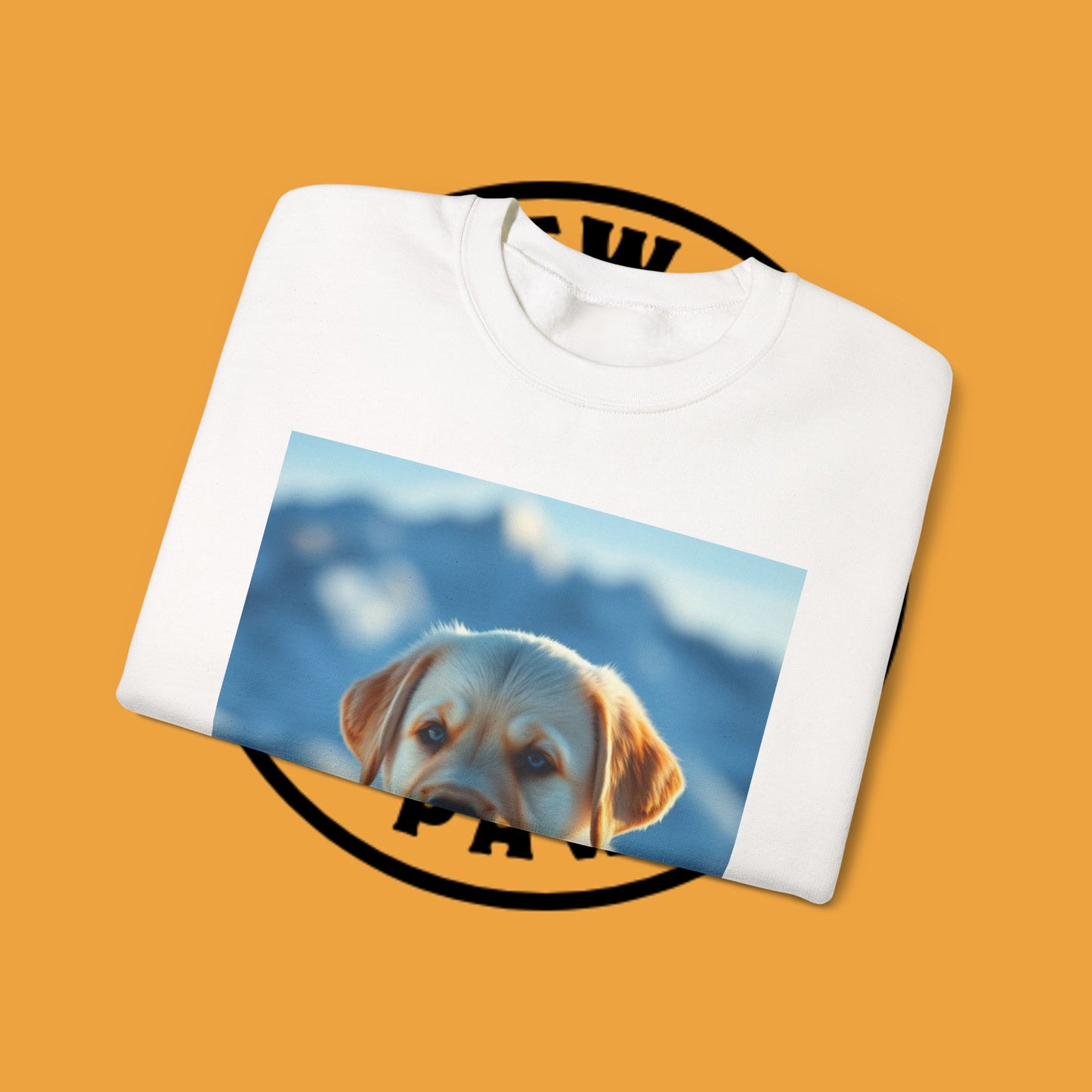 Crewneck Sweatshirt - Cute Labrador Puppy with Blue Eyes - Adorable Dog Portrait in Snow