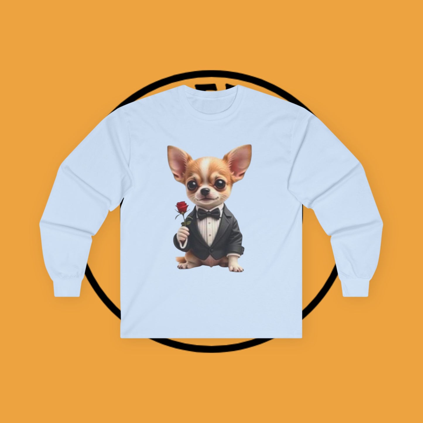 ๐น Gentleman Chihuahua Long Sleeve Tee - Dapper Dog in Tuxedo Design