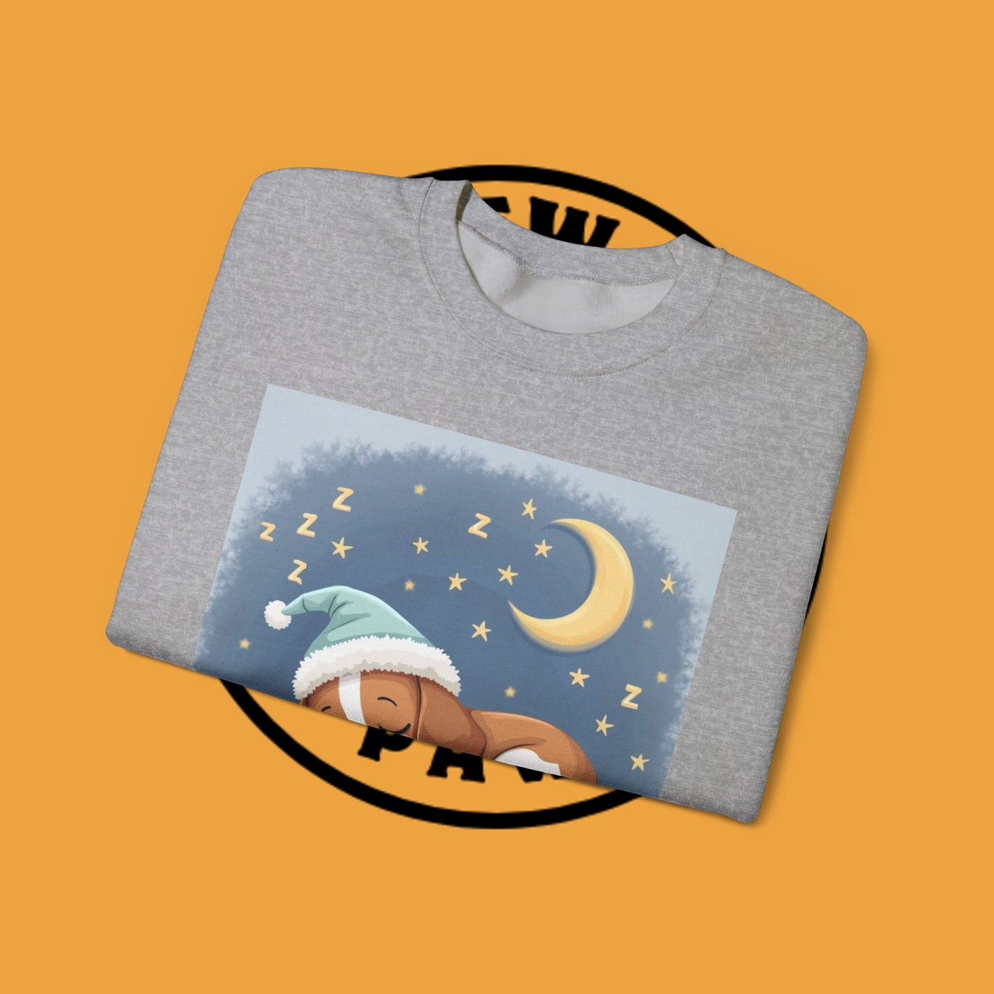 Sleeping Dog Crewneck Sweatshirt - Cute Beagle Design with Moon and Stars