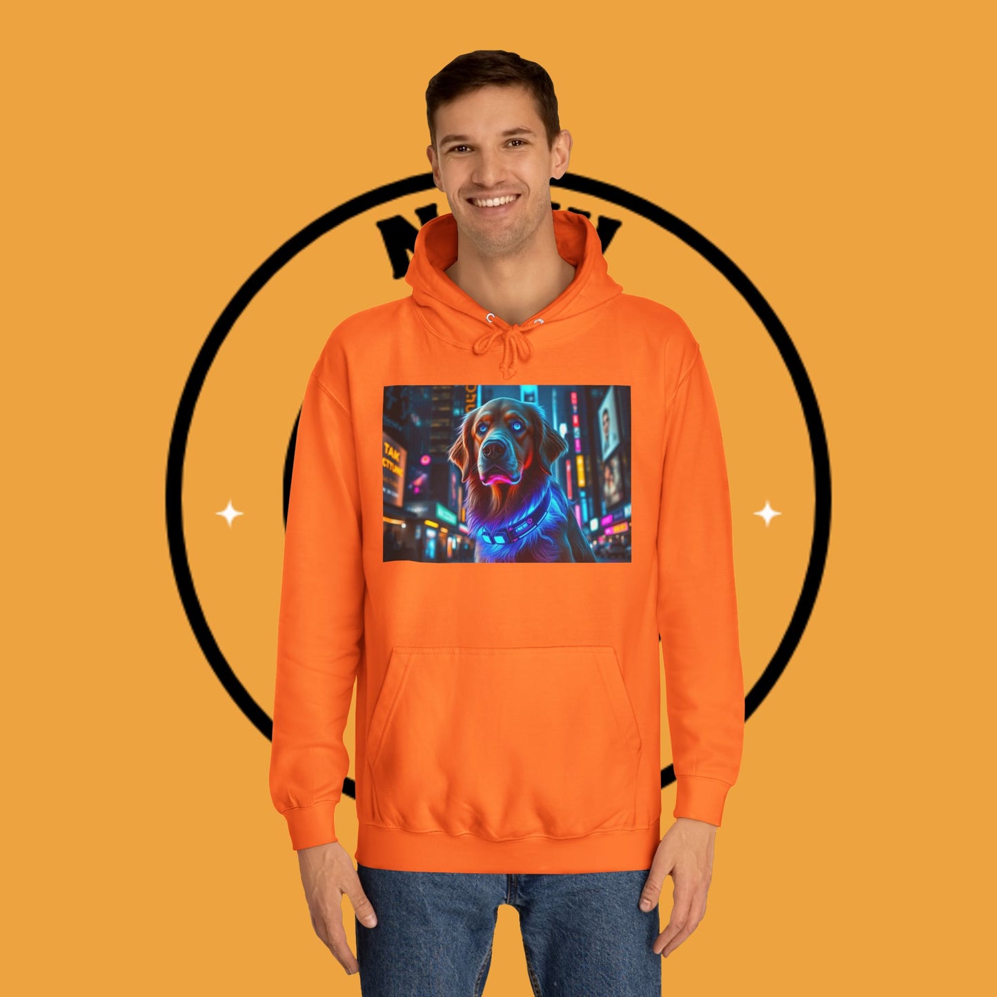 Neon City Lights – Futuristic Urban Dog Hoodie - Unisex Hoodies