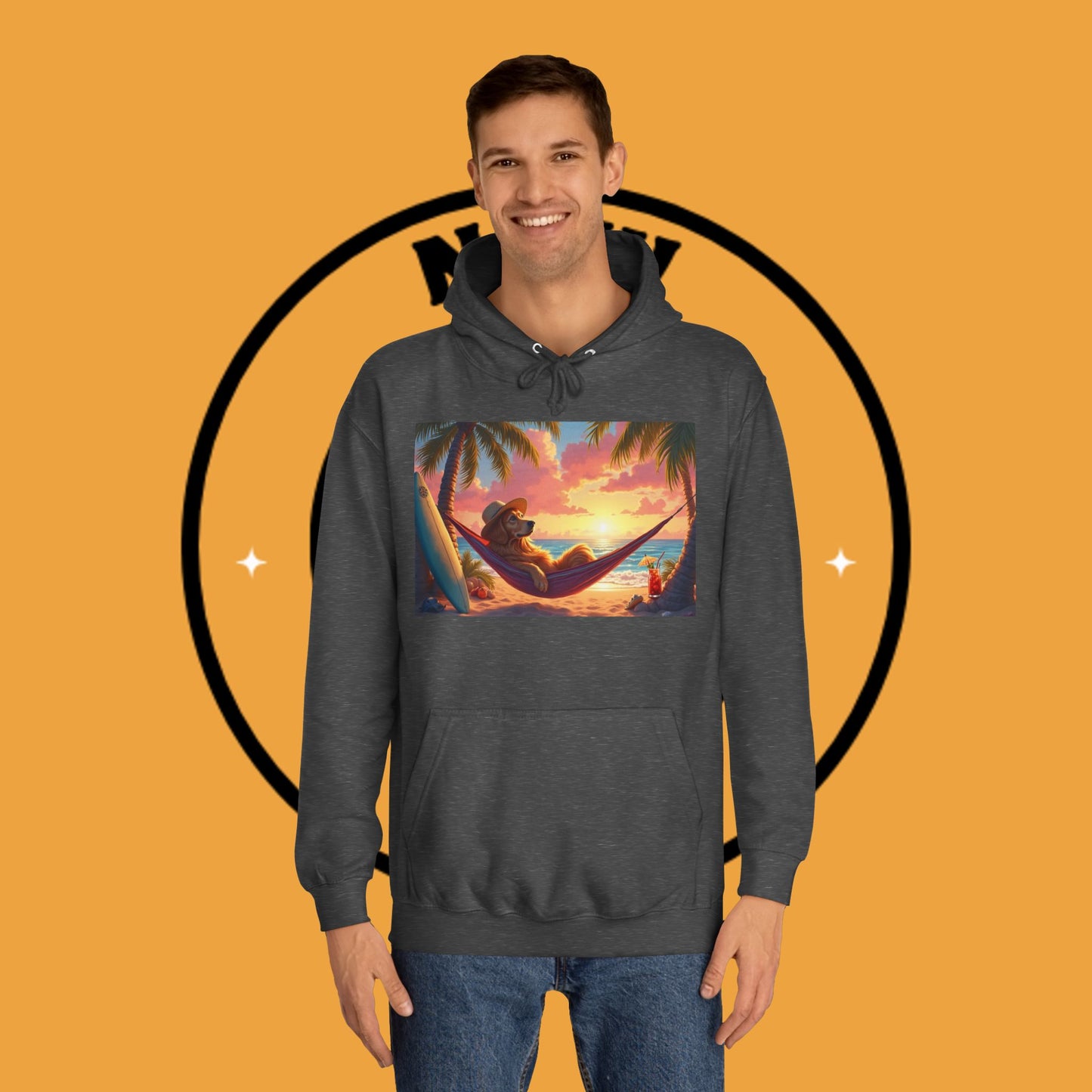 Beachside Bliss Golden Retriever Hammock Hoodie - Unisex Hoodies