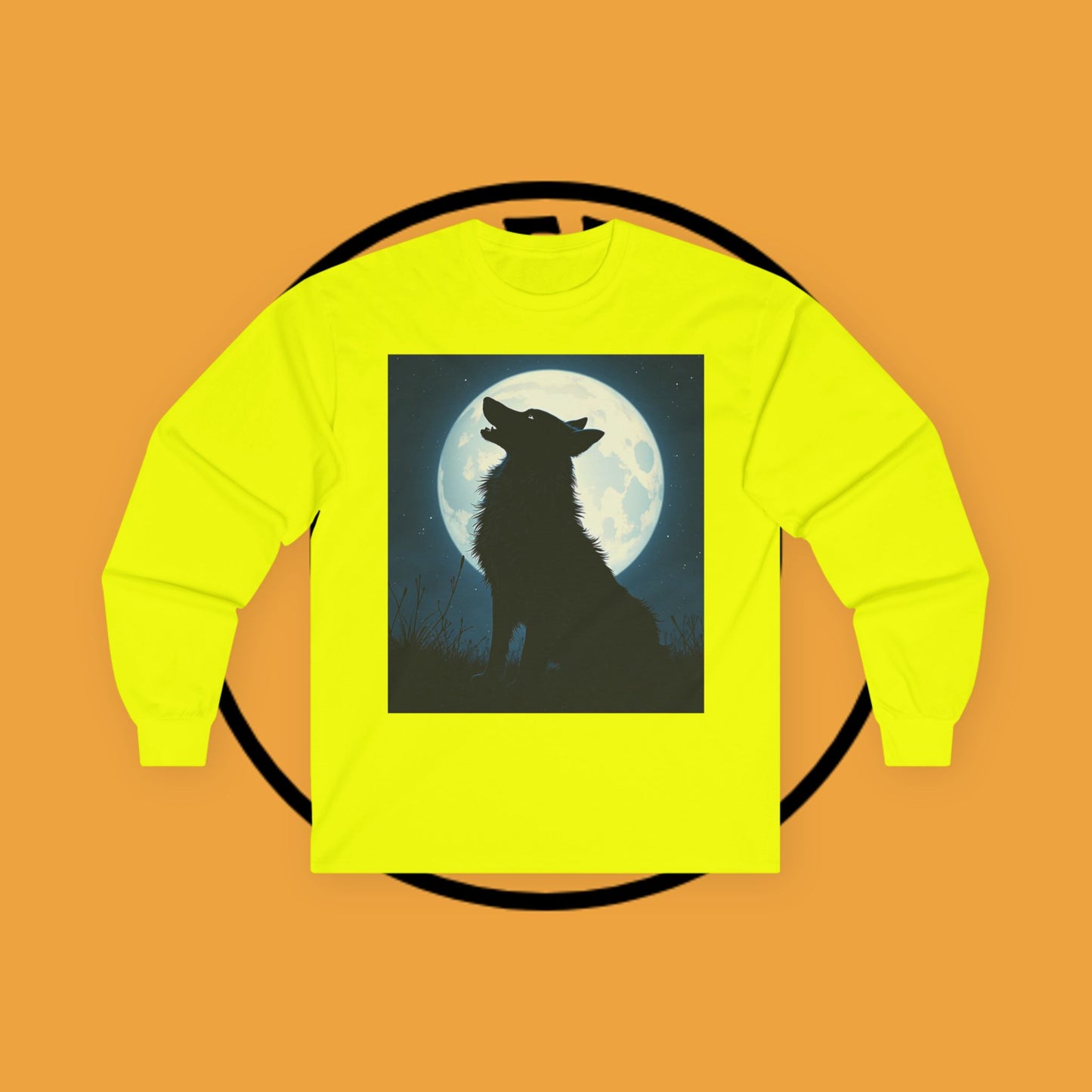 Moonlight Border Collie Long Sleeve Tee - Howling Dog Silhouette Shirt | Mystical Pet Apparel