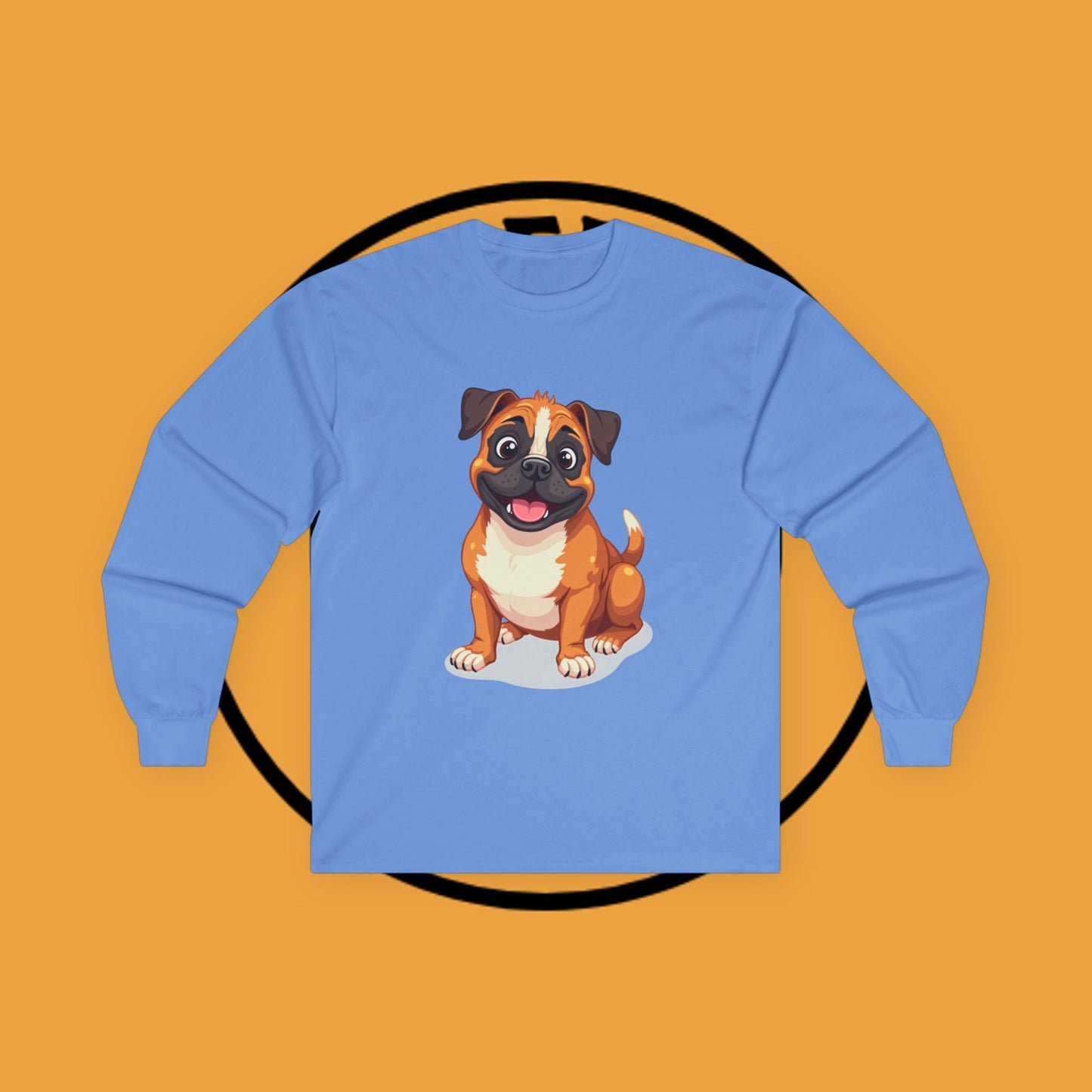 Adorable Boxer Puppy Long Sleeve T-Shirt - Happy Fawn Boxer Baby Dog Design