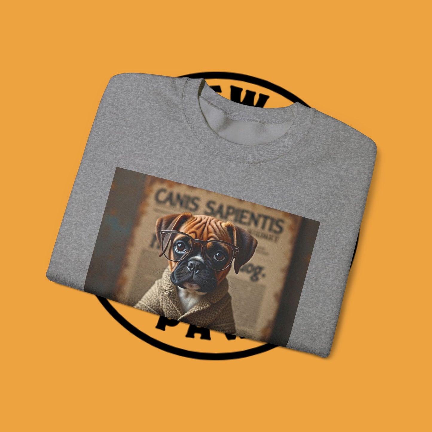 Professor Puppy Glasses Crewneck Sweatshirt - Scholarly Dog Design - Academic Pet Lover Gift