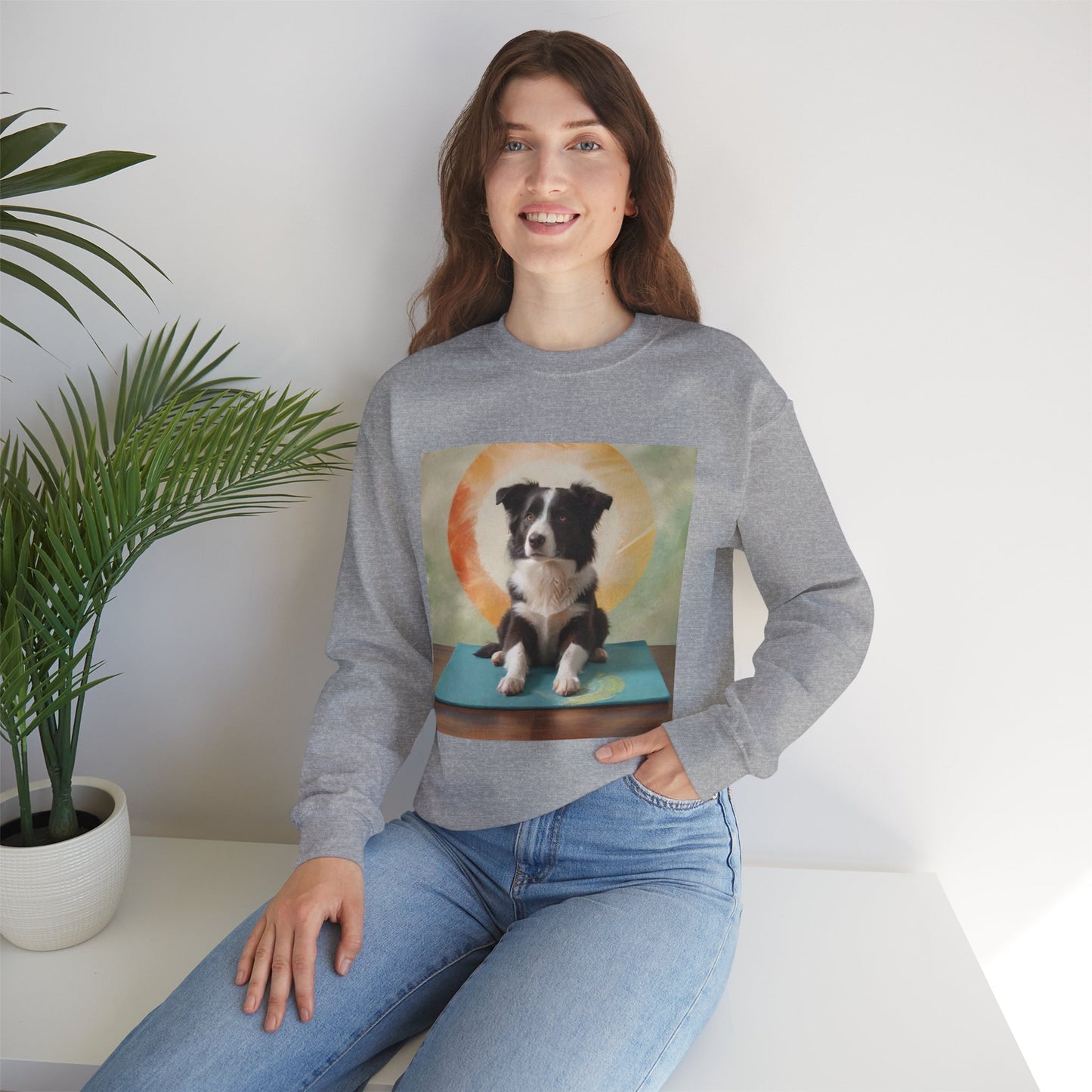 Zen Border Collie Yoga Dog Crewneck Sweatshirt - Meditation Pet Lover Gift | Spiritual Animal Art