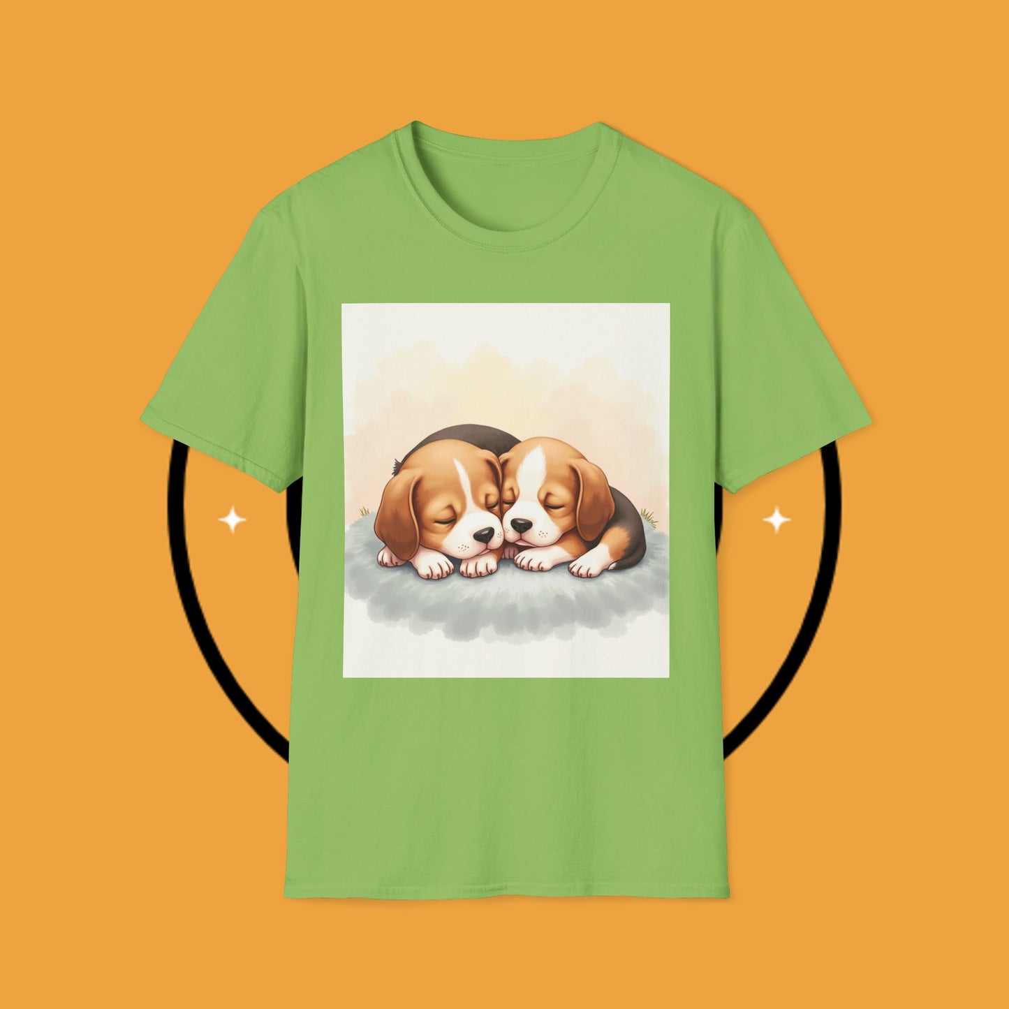 Beagle Twin Puppies Cuddling T-Shirt - Adorable Sleeping Puppies Design | Perfect Gift for Dog Lovers & Siblings