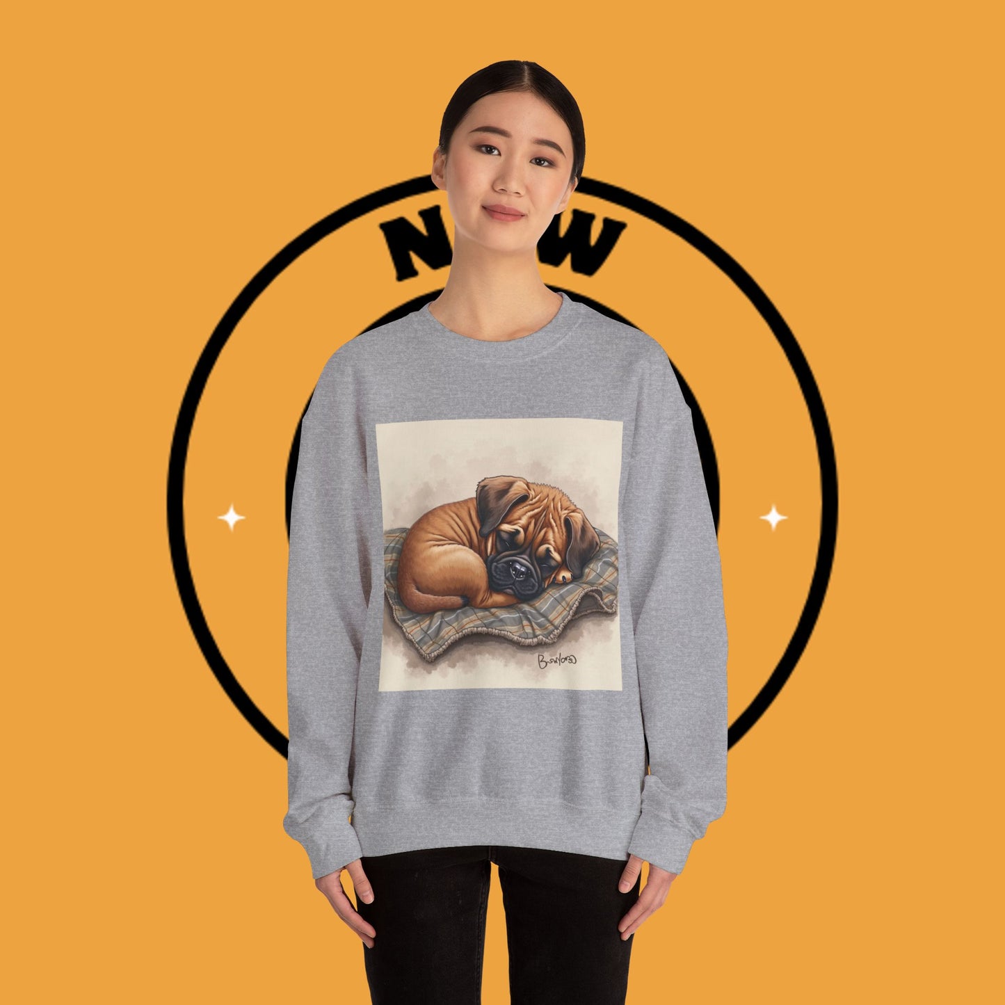Sleeping Boxer Puppy Crewneck Sweatshirt - Cozy Dog Art Design - Comfort Wear for Pet Lovers