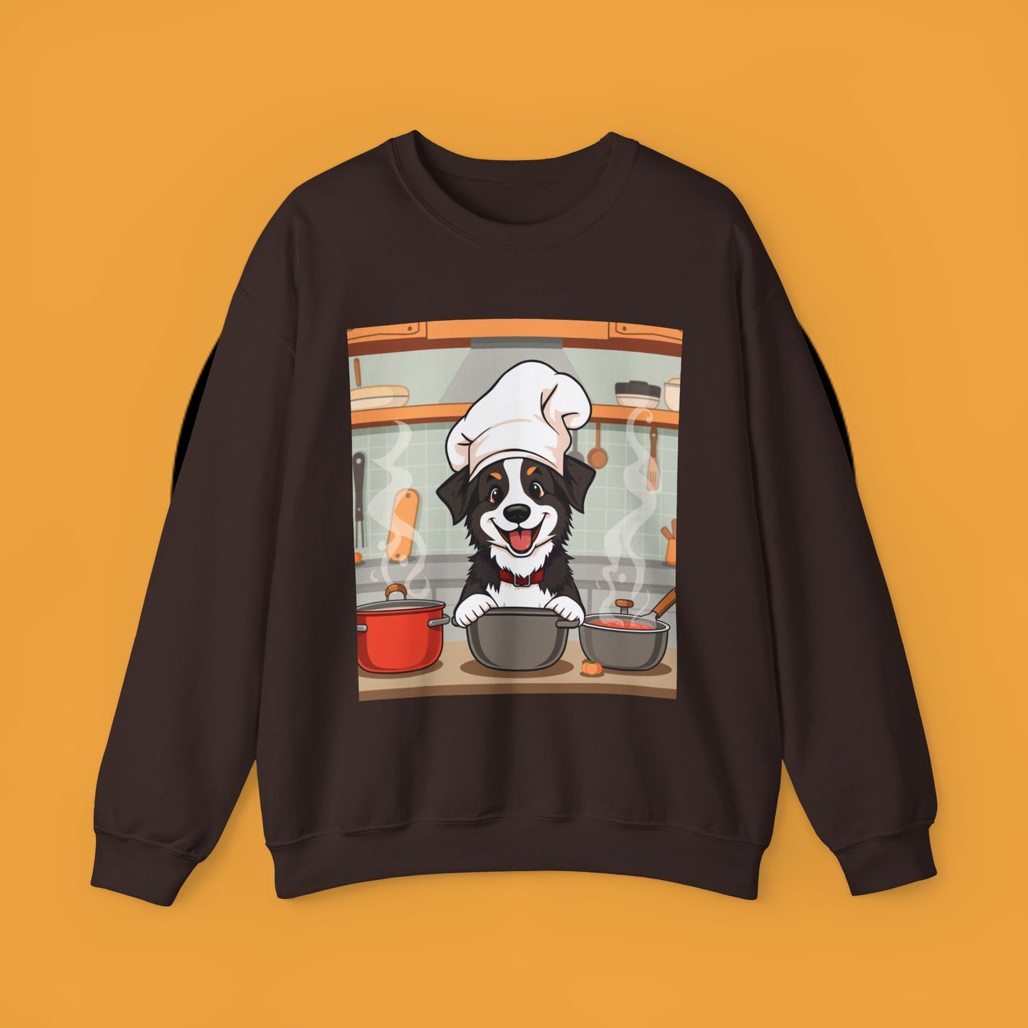 Chef Dog Crewneck Sweatshirt - Cute Puppy Cook with Chef Hat Kitchen Design | Culinary Lover Gift