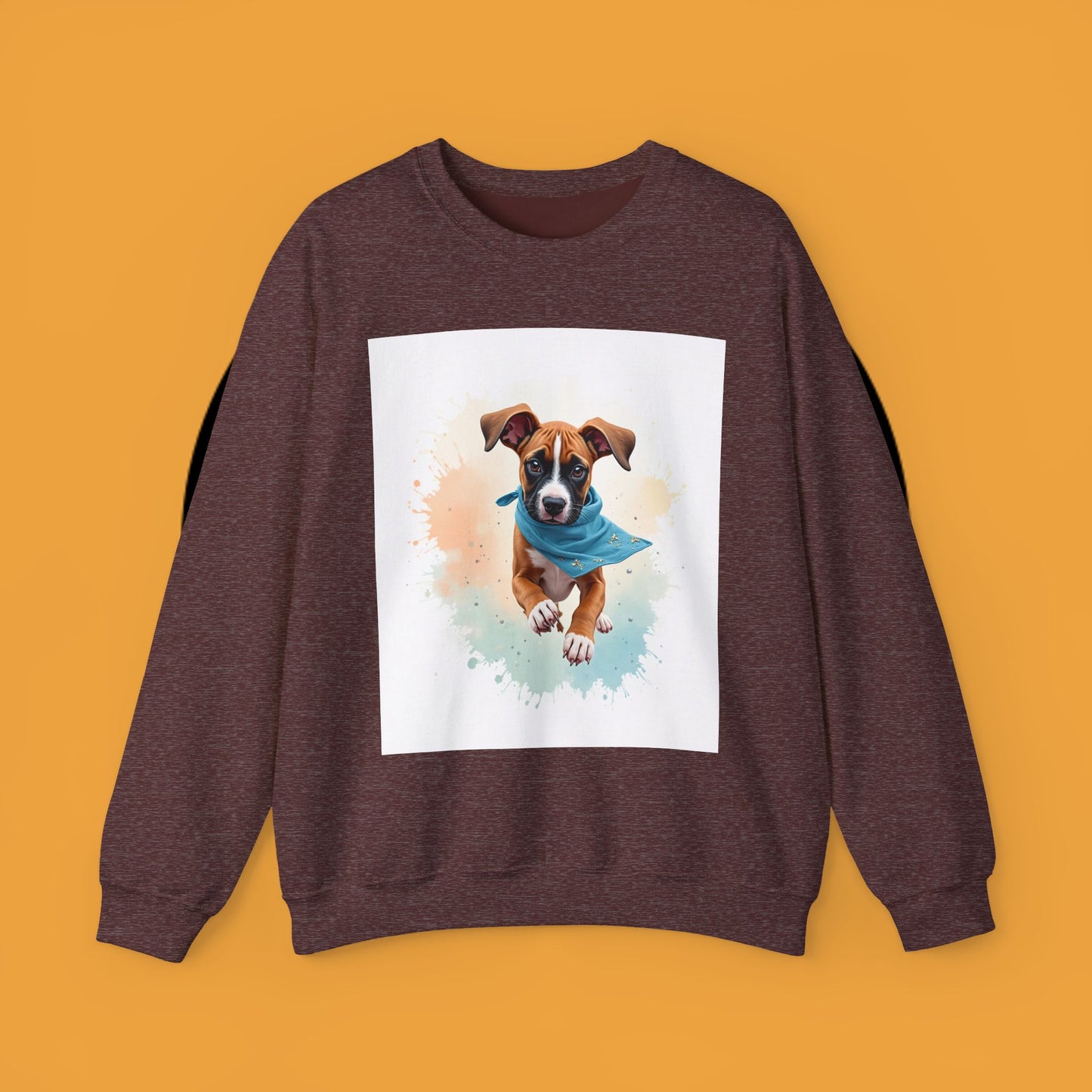 Watercolor Puppy Bandana Crewneck Sweatshirt - Artistic Dog Portrait - Unique Pet Lover Gift
