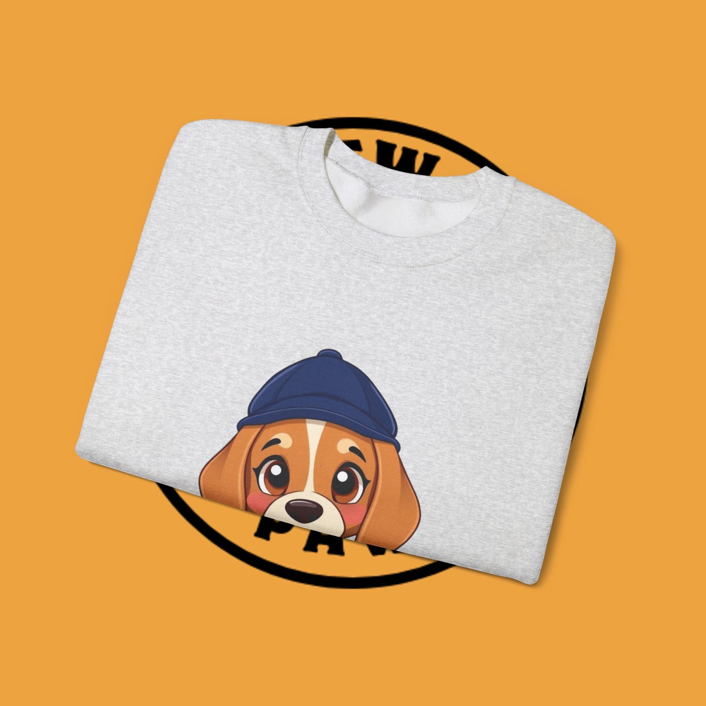Beagle Puppy Crewneck Sweatshirt with Hat - Adorable Kawaii Dog Design