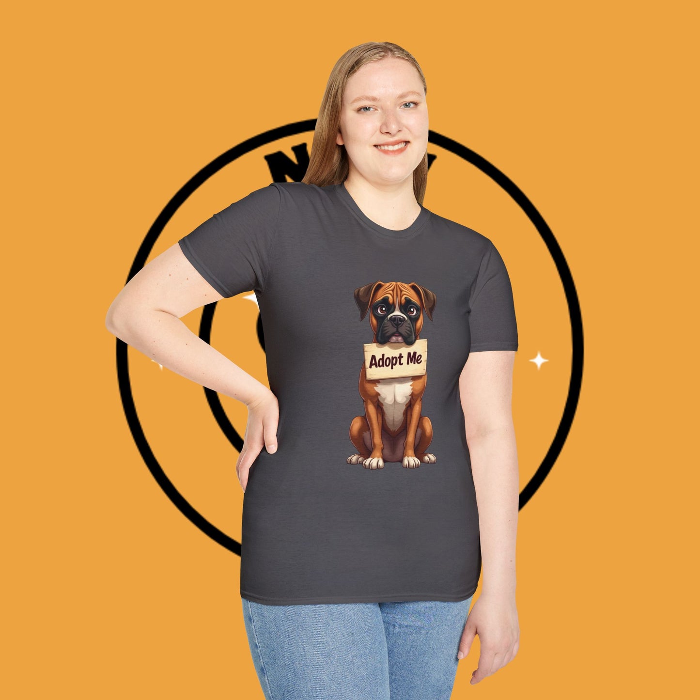 Adopt Me Boxer Dog T-Shirt - Cute Animal Rescue Awareness Tee for Dog Lovers