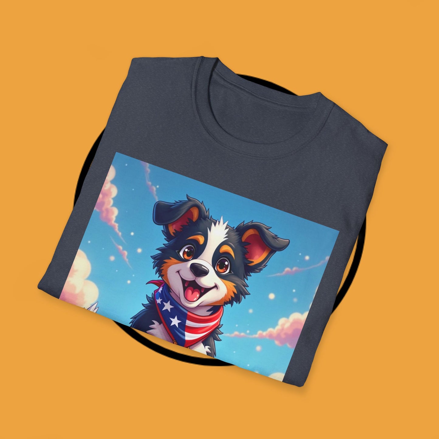 "All-American Champion Puppy" - Patriotic Hero Dog T-Shirt - Patriotic Puppy Dog T-Shirt - American Flag Bandana Champion Dog Tee | USA Pride Pet Lover Gift