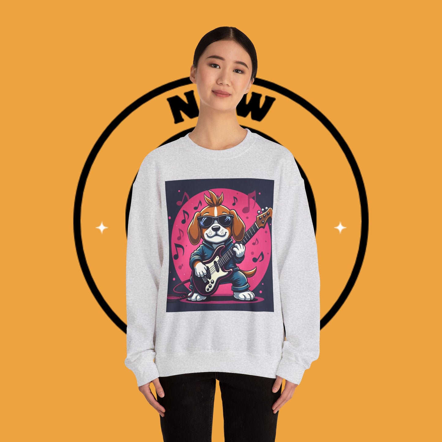 Dog Lover Crewneck Sweatshirt - Beagle Rockstar ๐ธ ROCK STAR BEAGLE SWEATSHIRT - UNLEASH YOUR INNER ROCKSTAR! ๐ธ