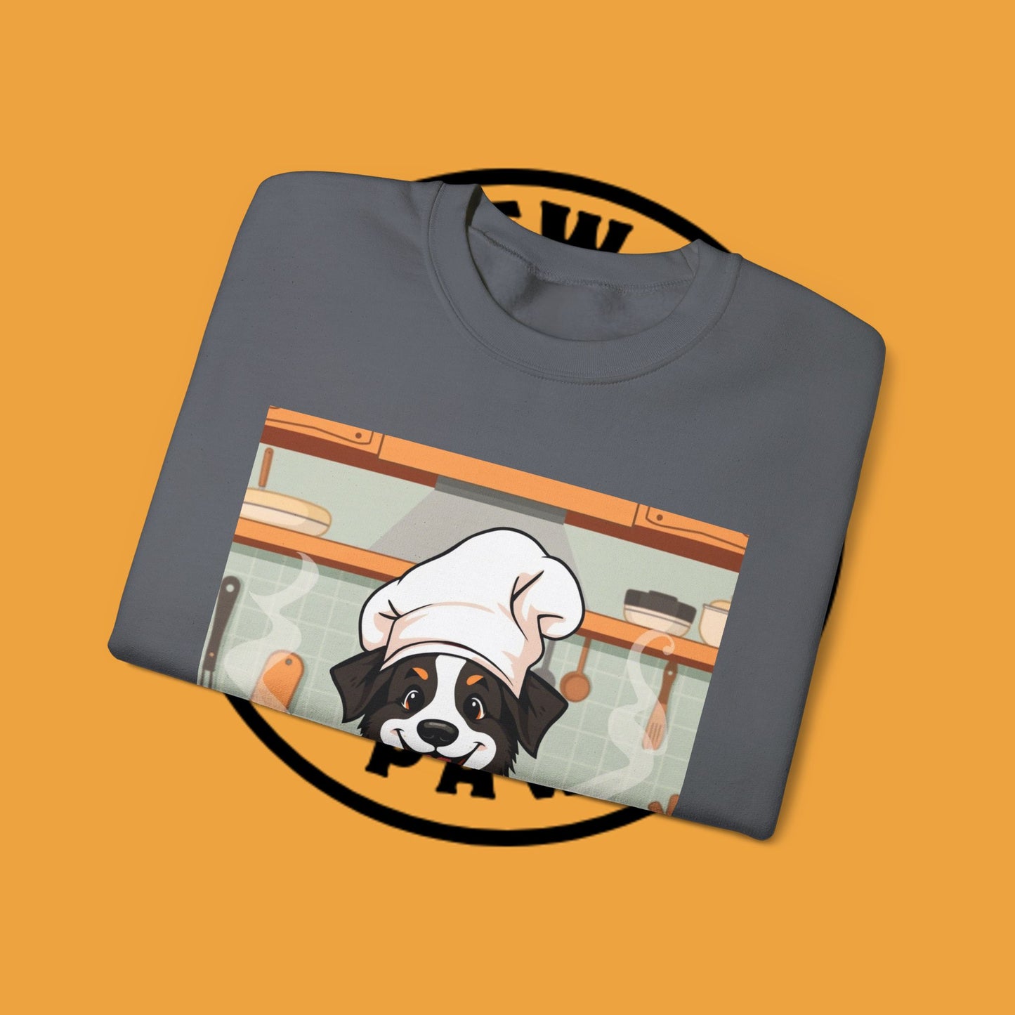 Chef Dog Crewneck Sweatshirt - Cute Puppy Cook with Chef Hat Kitchen Design | Culinary Lover Gift