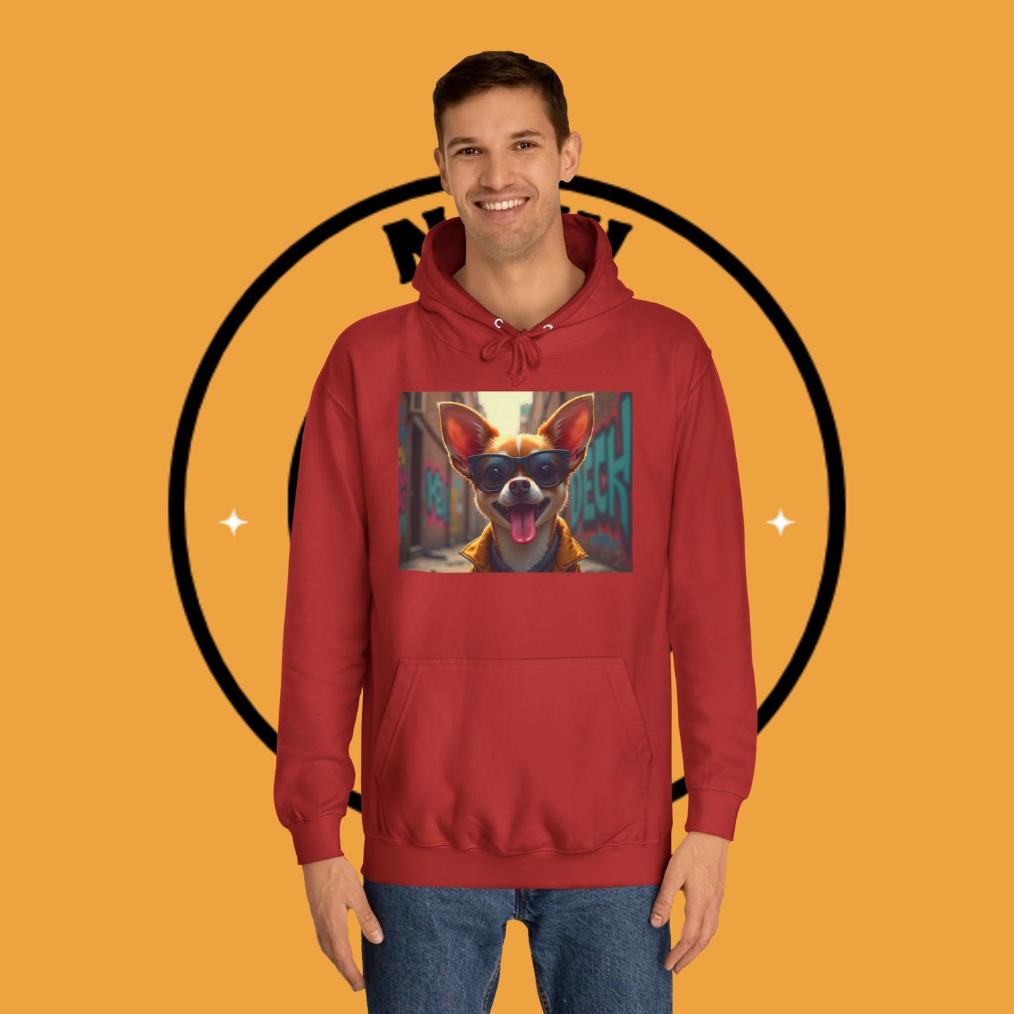 "Hip Chihuahua Sunglasses Hoodie | Cool Street Dog Art | Urban Hipster Pet Fashion | Trendy Animal Streetwear"