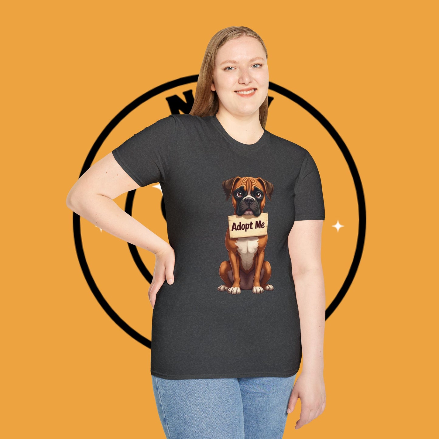 Adopt Me Boxer Dog T-Shirt - Cute Animal Rescue Awareness Tee for Dog Lovers